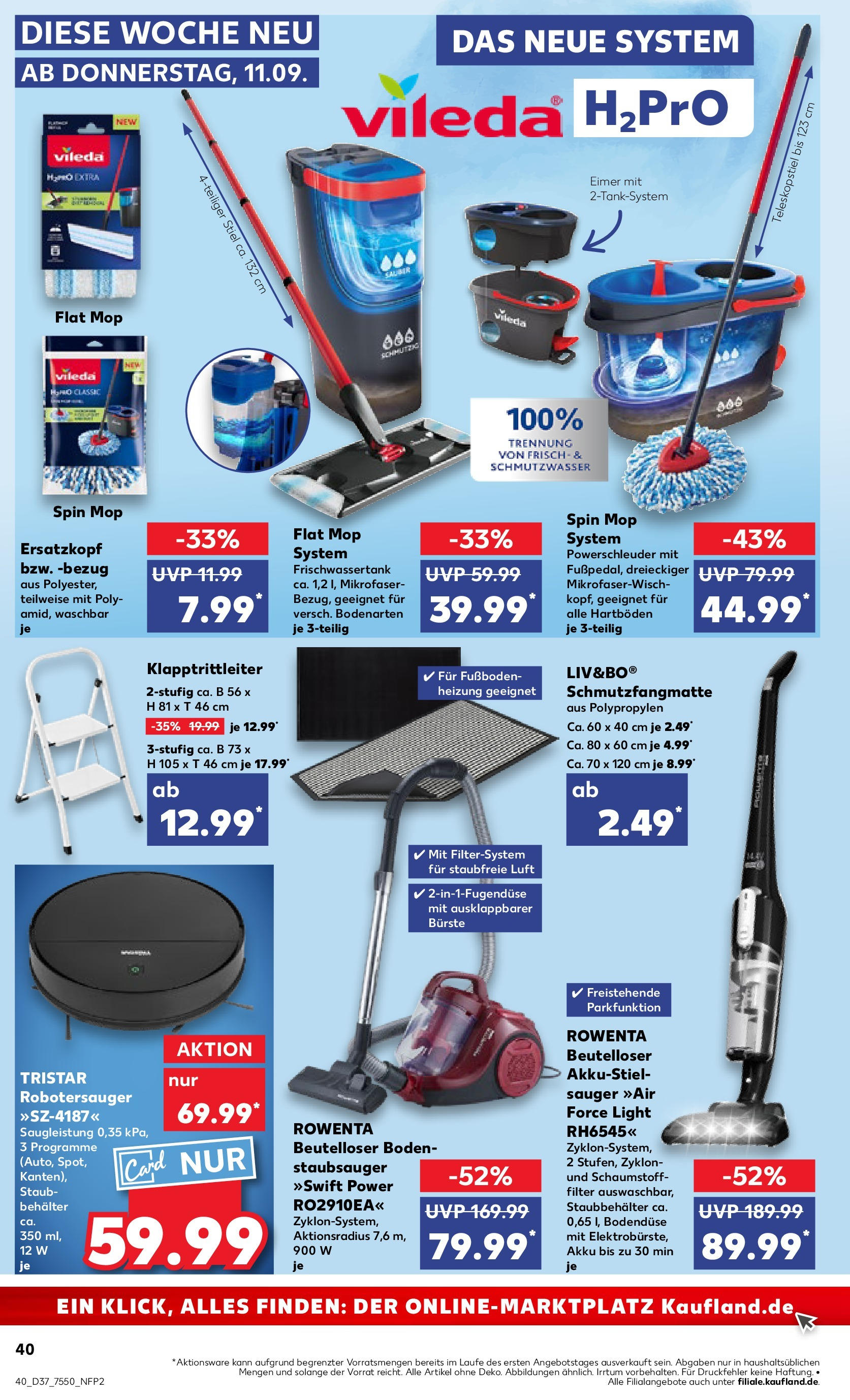 Prospekt Kaufland ab 10.09.2025 » Angebote und Werbung Online | Seite: 40 | Produkte: Staubsauger, Schmutzfangmatte, Bürste Prospekt Kaufland ab 10.09.2025 » Angebote Online zum Blättern | Seite: 40 | Produkte: Staubsauger, Schmutzfangmatte, Bürste