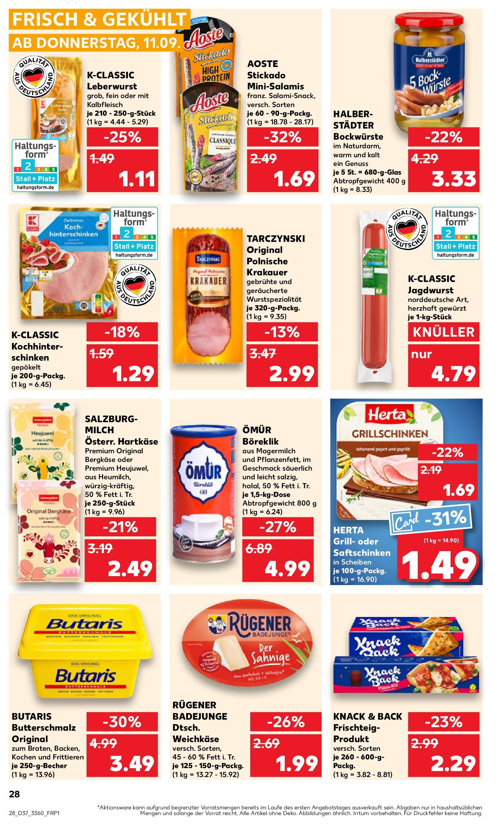 Prospekt Kaufland ab 10.09.2025 » Angebote Online zum Blättern | Seite: 28 | Produkte: Butterschmalz, Grill, Milch, Schinken
