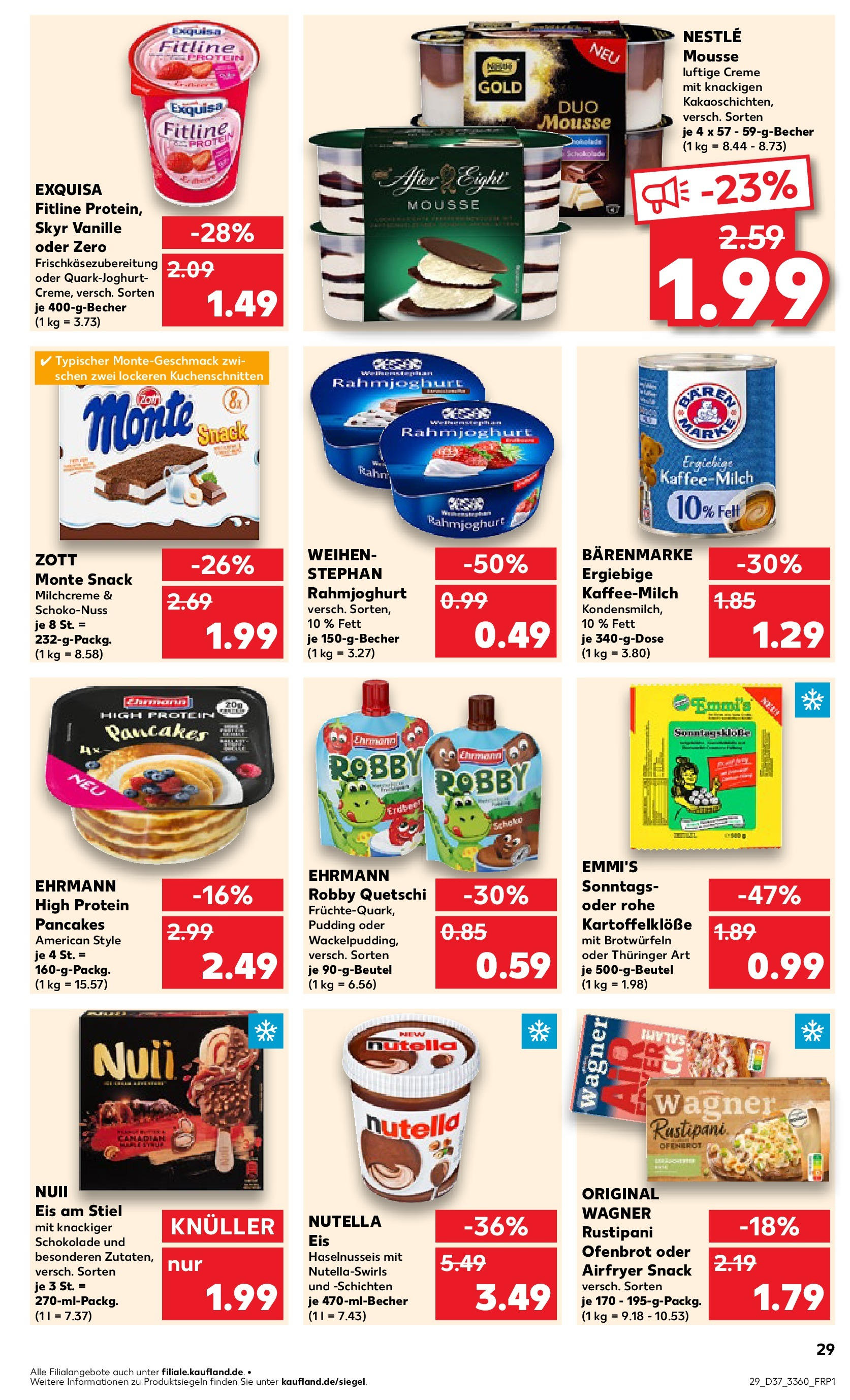 Prospekt Kaufland ab 10.09.2025 » Angebote Online zum Blättern | Seite: 29 | Produkte: Nuii eis, Schokolade, Salami, Eis