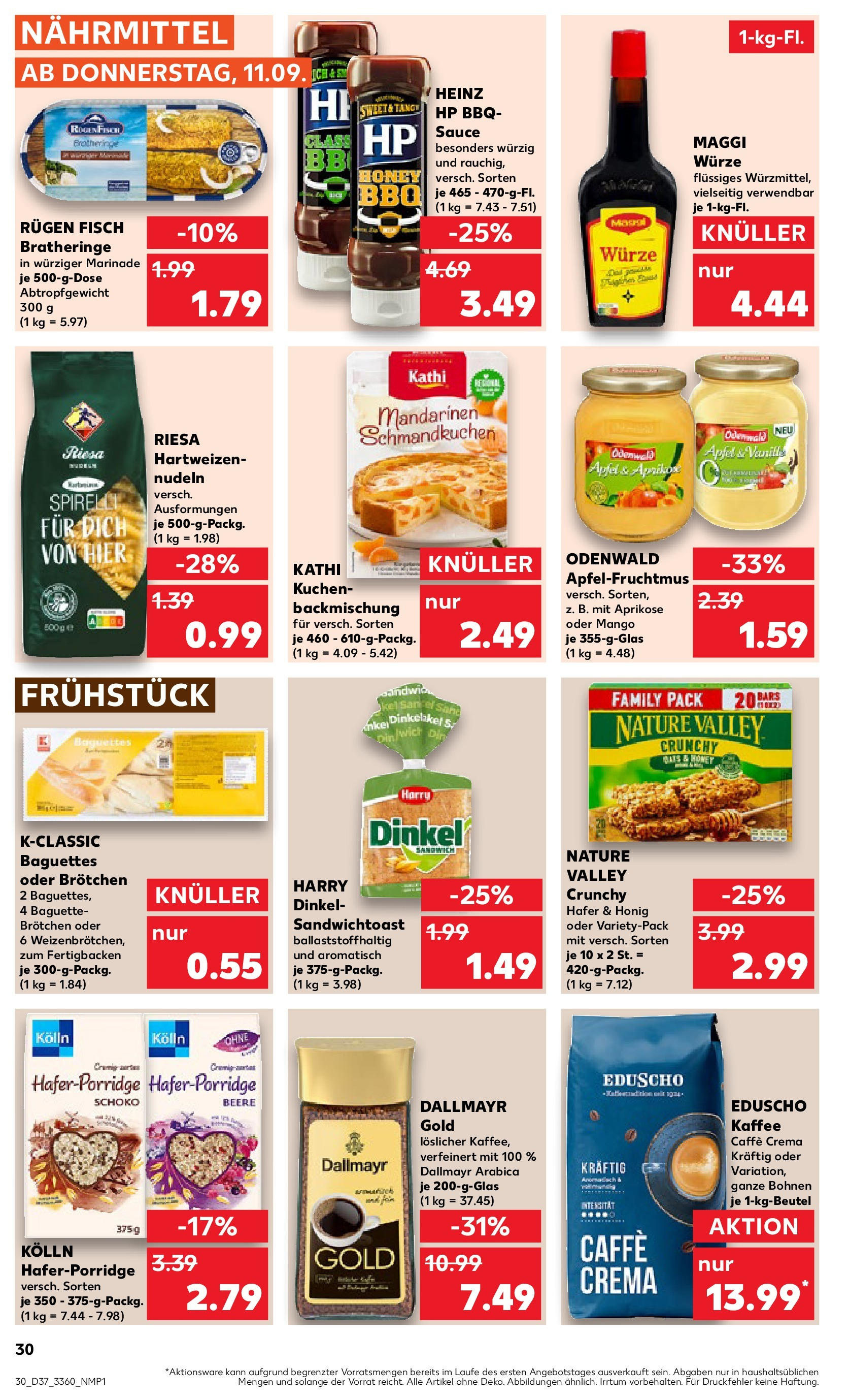 Prospekt Kaufland ab 10.09.2025 » Angebote Online zum Blättern | Seite: 30 | Produkte: Kaffee, Mandarinen, Mars, Kuchen