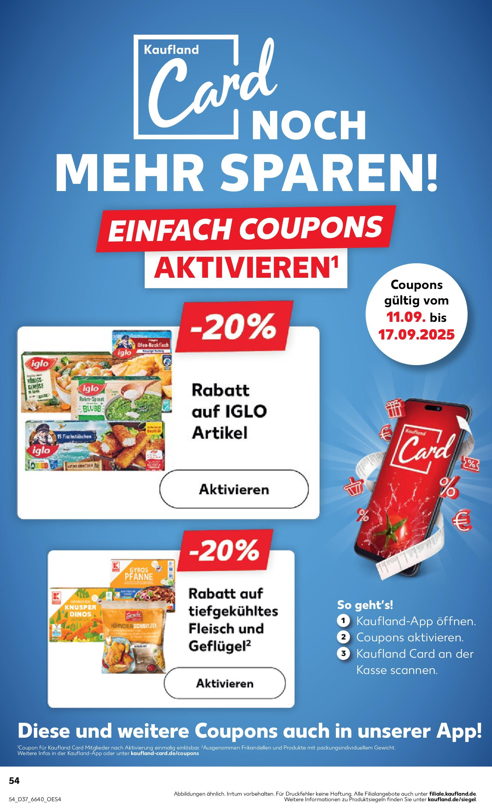 Prospekt Kaufland ab 10.09.2025 » Angebote Online zum Blättern | Seite: 54 | Produkte: Hahnchen, Iglo, Schnitzel, Fleisch