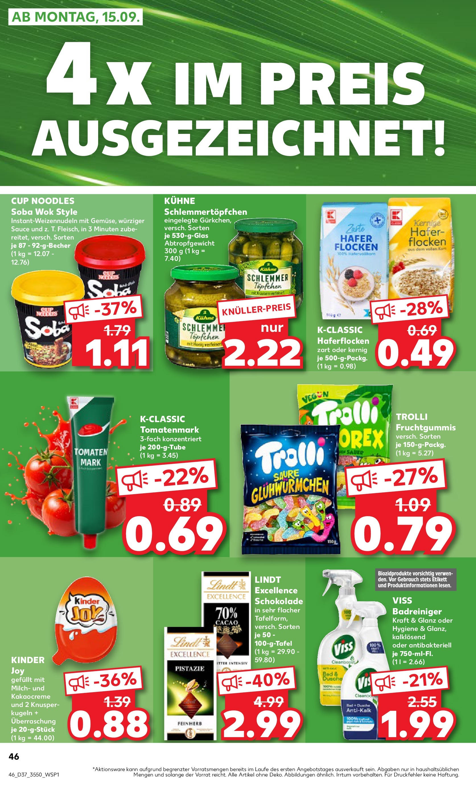 Prospekt Kaufland ab 10.09.2025 » Angebote Online zum Blättern | Seite: 46 | Produkte: Milch, Bad, Lindt, Wok