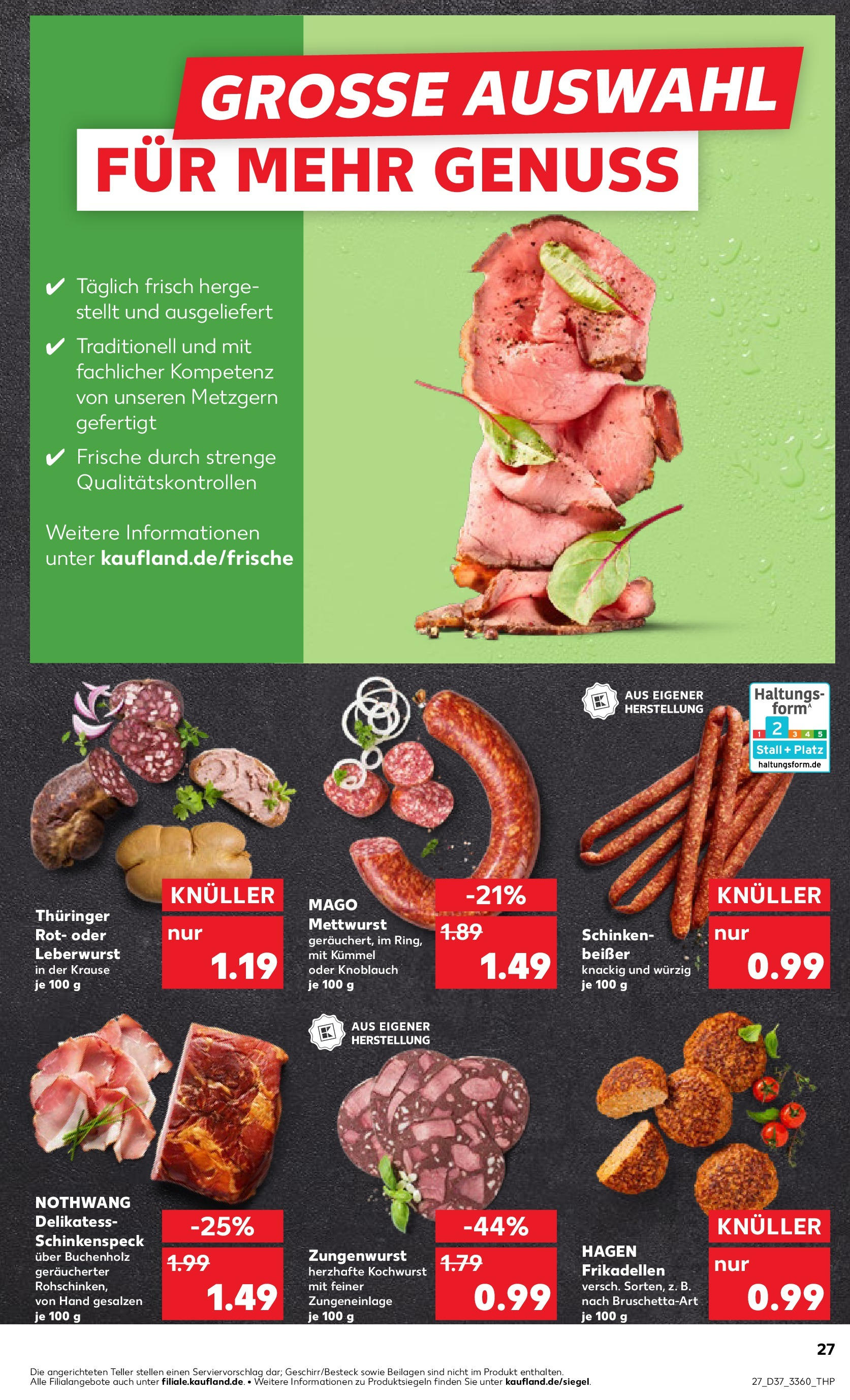 Prospekt Kaufland ab 11.09.2025 » Angebote Online zum Blättern | Seite: 27 | Produkte: Knoblauch, Schinken