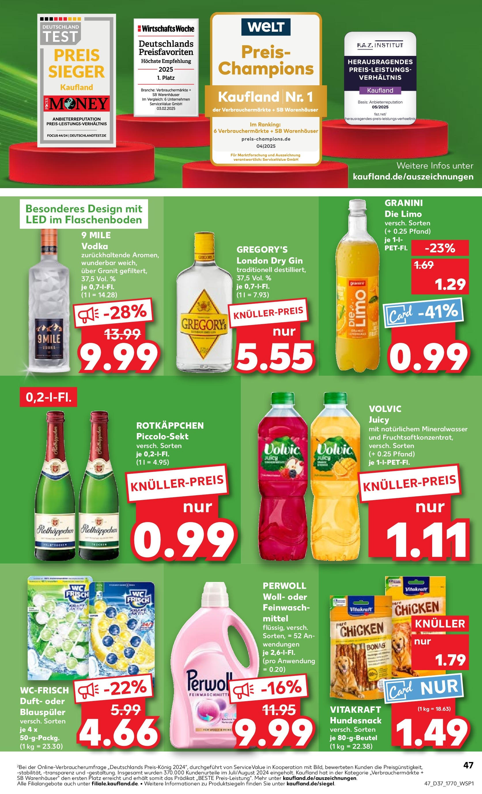 Prospekt Kaufland ab 11.09.2025 » Angebote und Werbung Online | Seite: 51 | Produkte: Mineralwasser, Granini die limo, Gin, Volvic Prospekt Kaufland ab 11.09.2025 » Angebote Online zum Blättern | Seite: 51 | Produkte: Mineralwasser, Granini die limo, Gin, Volvic