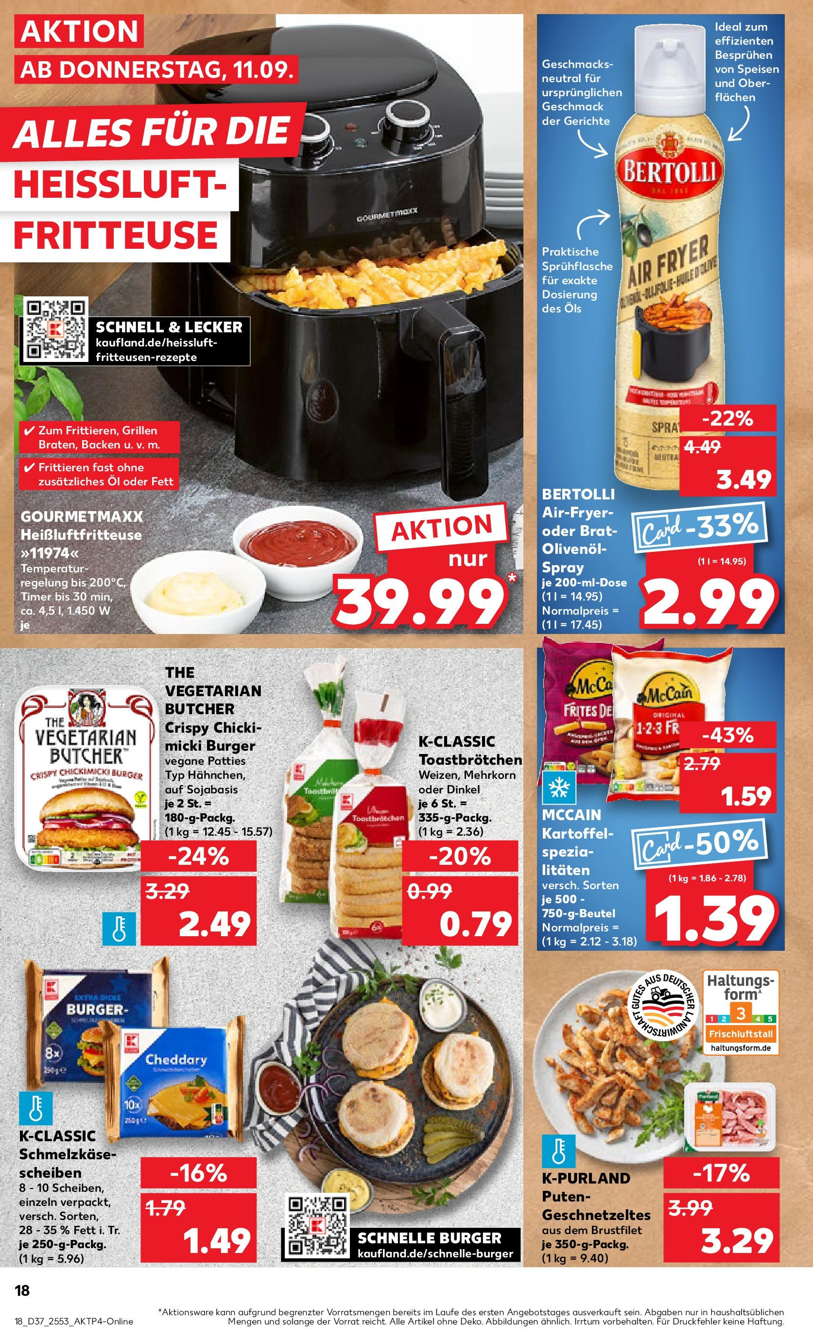 Prospekt Kaufland ab 10.09.2025 » Angebote und Werbung Online | Seite: 18 | Produkte: Toast, Burger, Fritteuse, Heißluftfritteuse Prospekt Kaufland ab 10.09.2025 » Angebote Online zum Blättern | Seite: 18 | Produkte: Toast, Burger, Fritteuse, Heißluftfritteuse