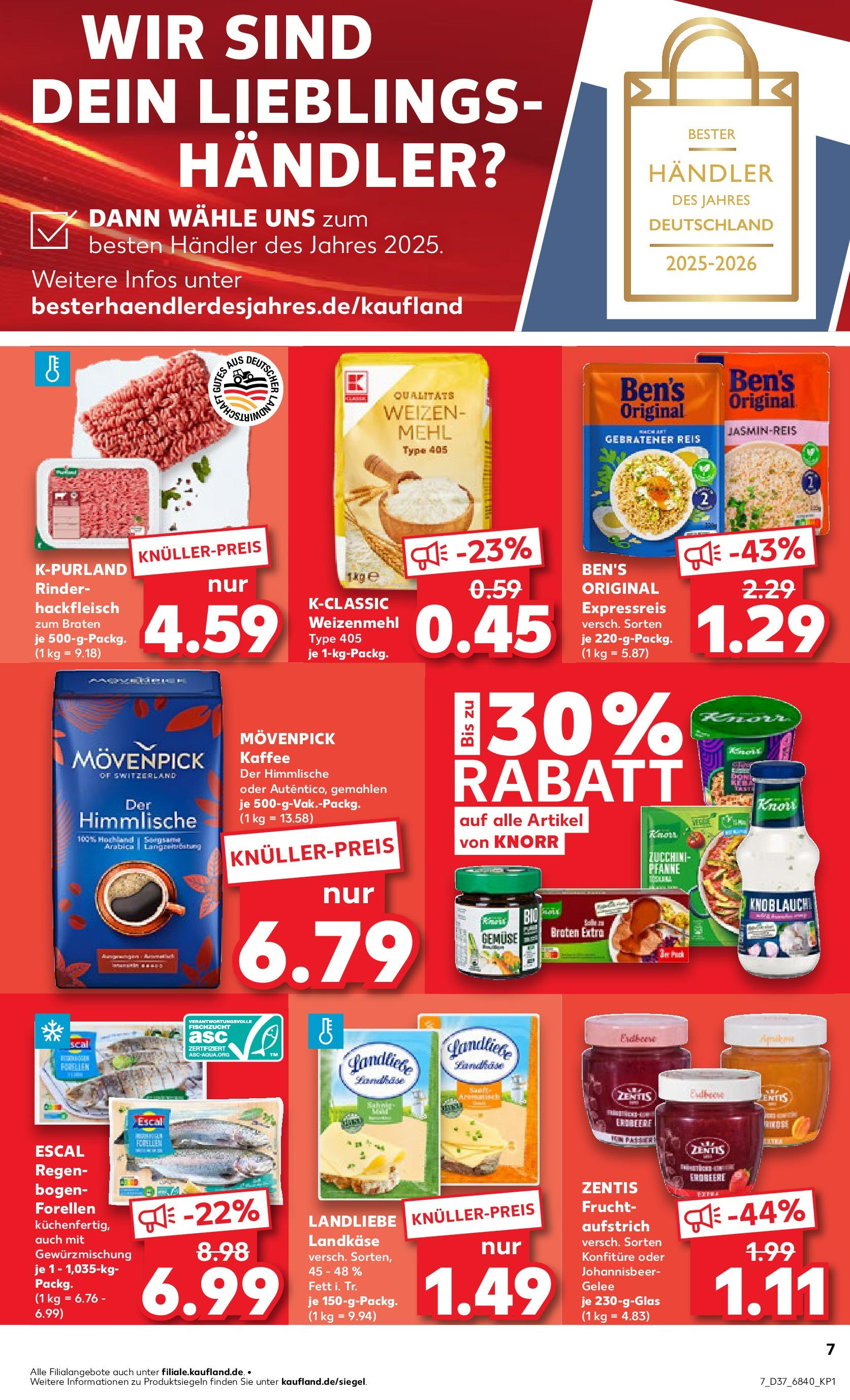 Prospekt Kaufland ab 11.09.2025 » Angebote und Werbung Online | Seite: 7 | Produkte: Weizenmehl, Gemüse, Movenpick kaffee, Reis Prospekt Kaufland ab 11.09.2025 » Angebote Online zum Blättern | Seite: 7 | Produkte: Weizenmehl, Gemüse, Movenpick kaffee, Reis