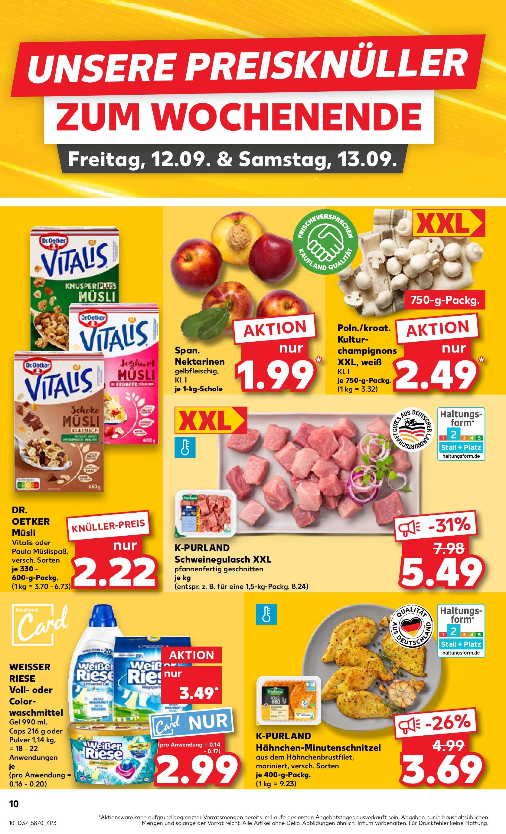 Prospekt Kaufland ab 10.09.2025 » Angebote Online zum Blättern | Seite: 10 | Produkte: Musli, Joghurt, Champignons, Waschmittel