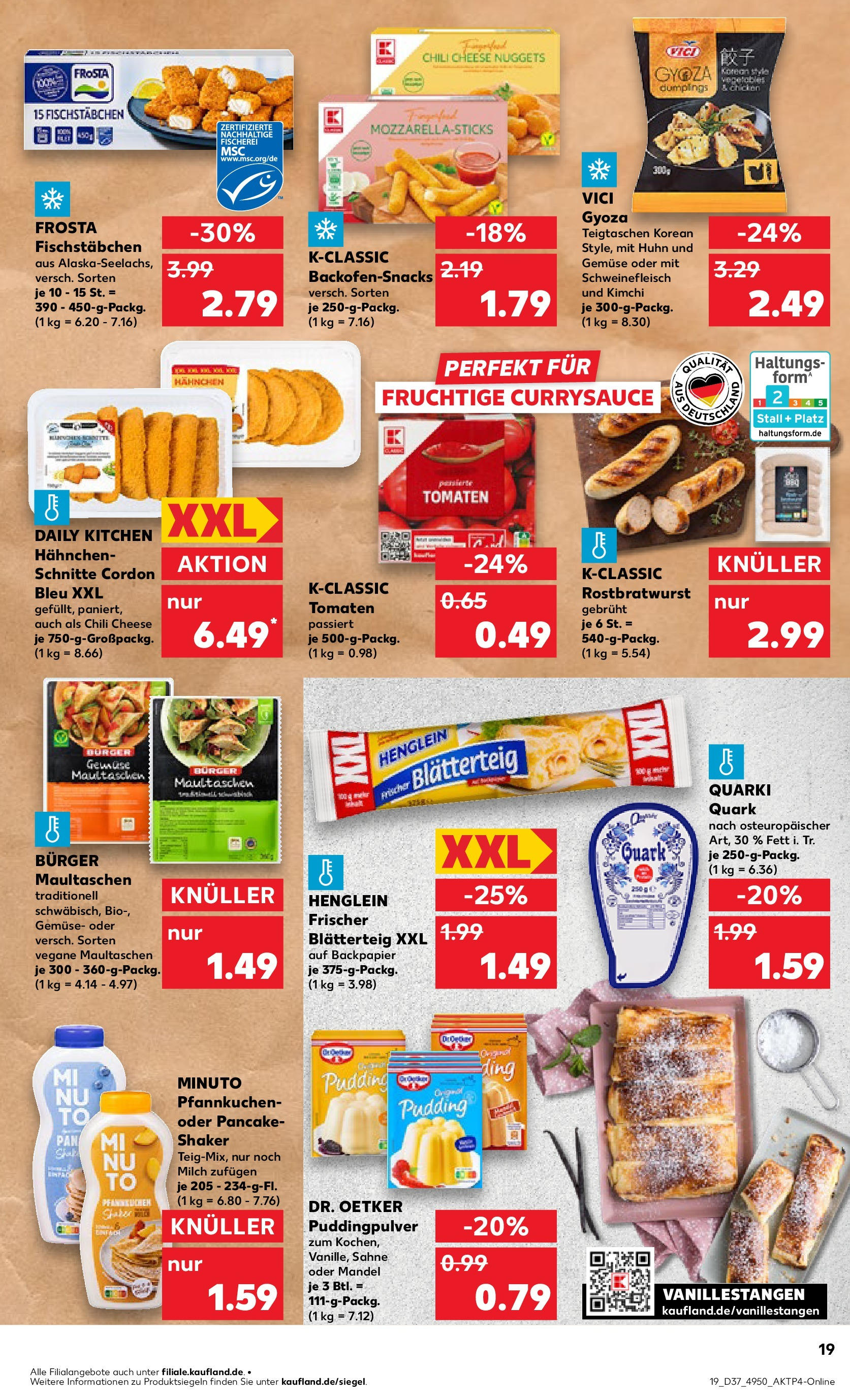 Prospekt Kaufland ab 11.09.2025 » Angebote und Werbung Online | Seite: 19 | Produkte: Quark, Milch, Burger, Maultaschen Prospekt Kaufland ab 11.09.2025 » Angebote Online zum Blättern | Seite: 19 | Produkte: Quark, Milch, Burger, Maultaschen