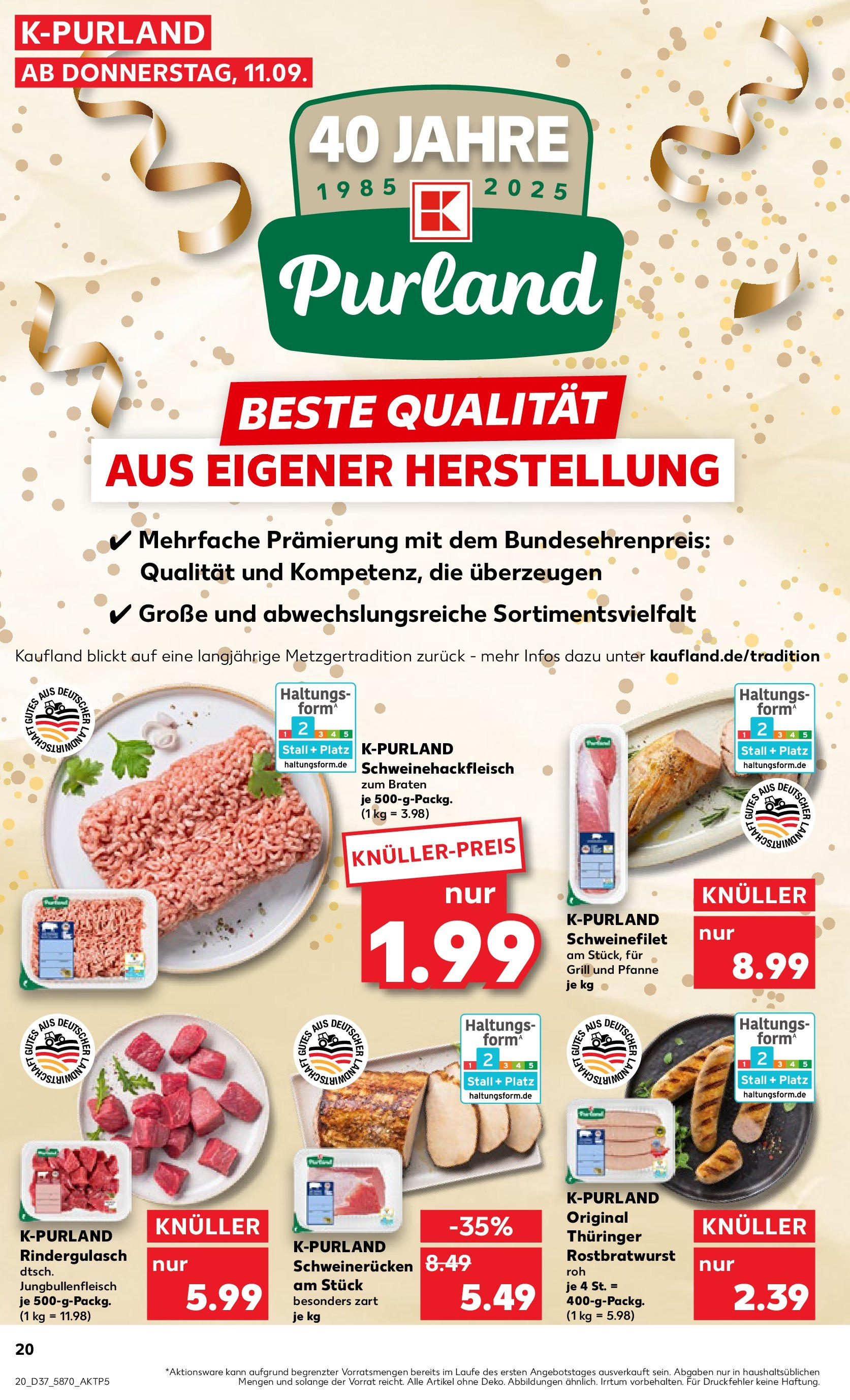 Prospekt Kaufland ab 10.09.2025 » Angebote Online zum Blättern | Seite: 20 | Produkte: Grill, Rindergulasch, Schweinefilet, Schweinerucken
