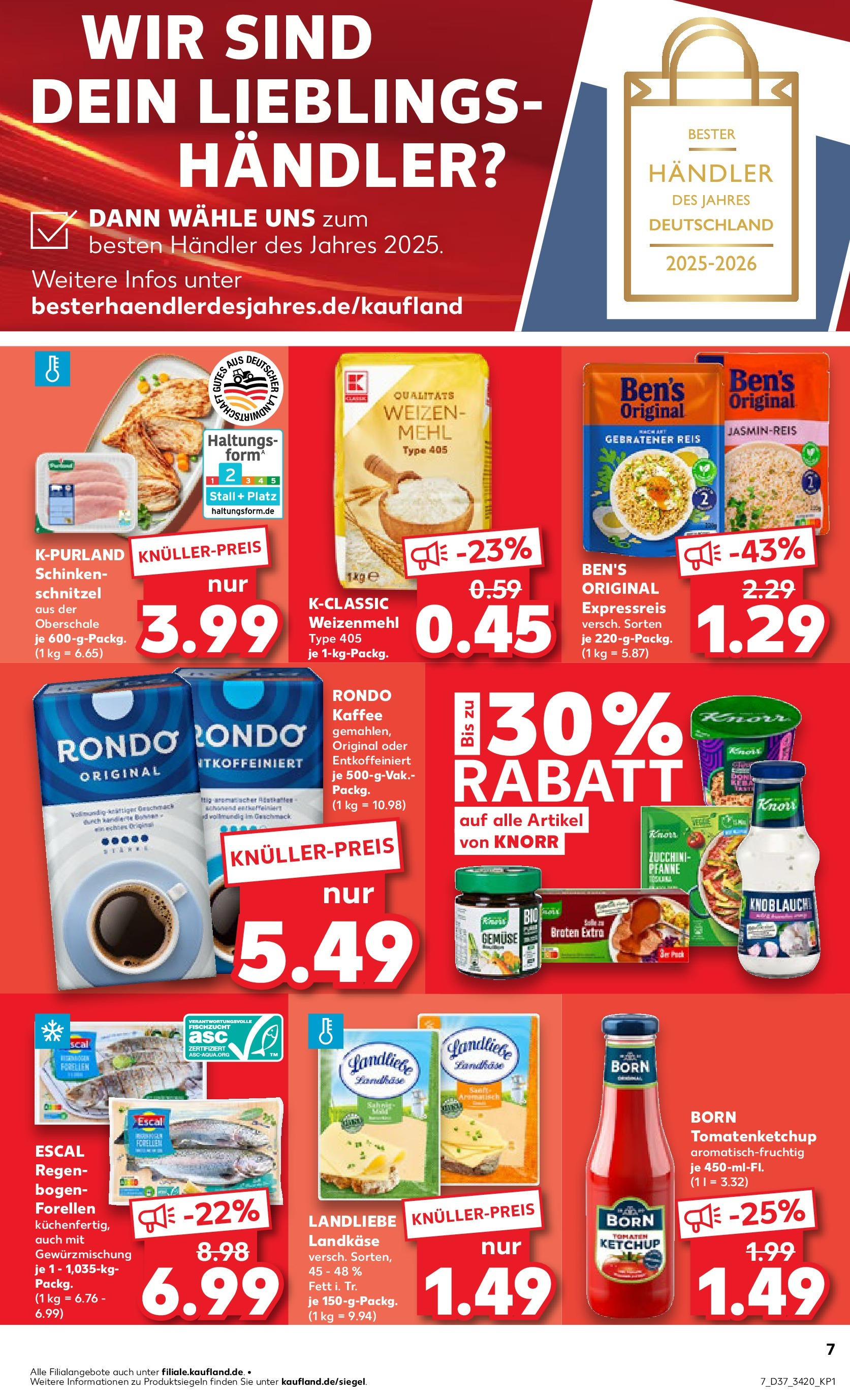 Prospekt Kaufland ab 11.09.2025 » Angebote Online zum Blättern | Seite: 7 | Produkte: Knorr, Gemüse, Schinken, Ketchup