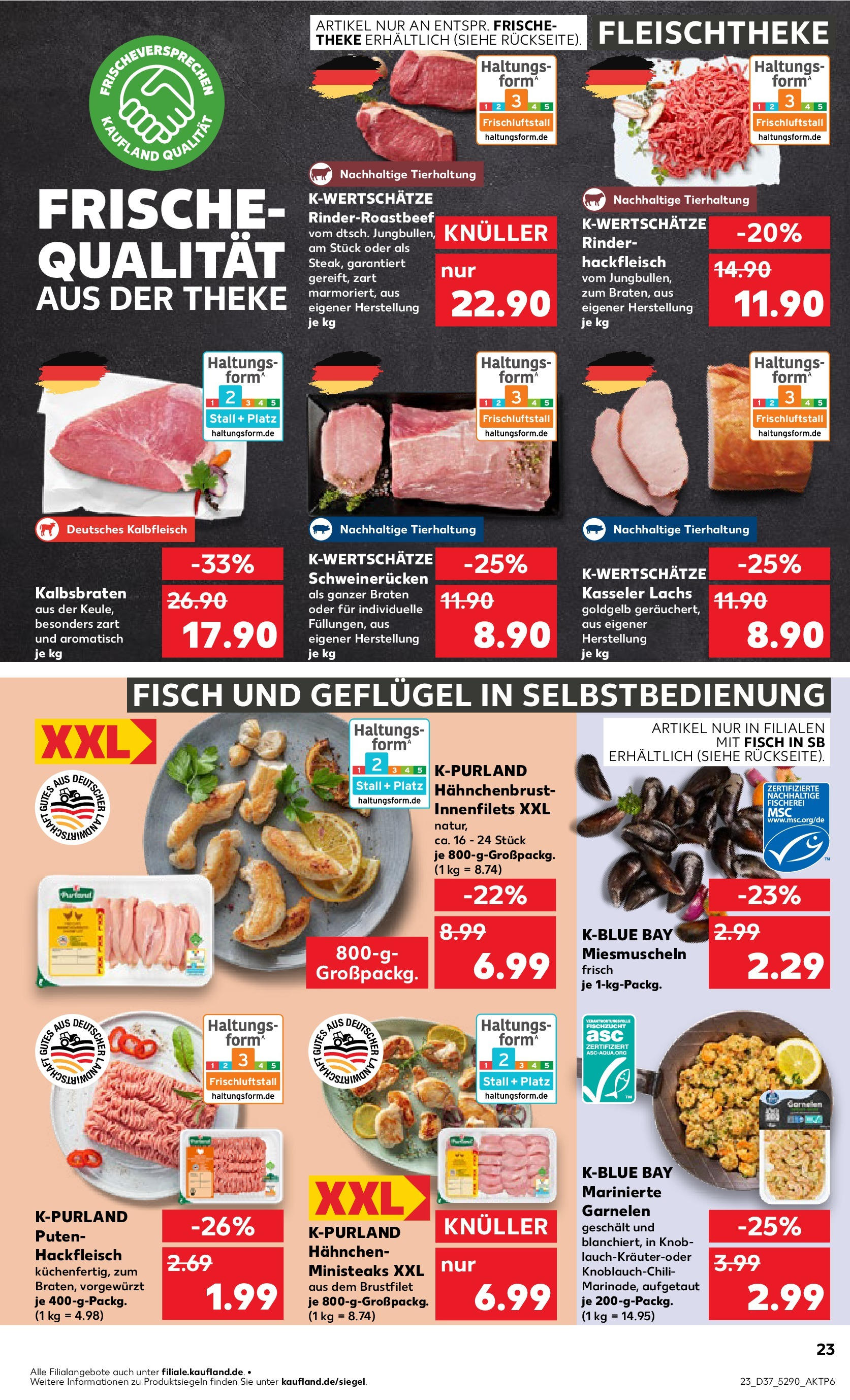 Prospekt Kaufland ab 11.09.2025 » Angebote Online zum Blättern | Seite: 23 | Produkte: Theke, Lachs, Hackfleisch, Hahnchenbrust
