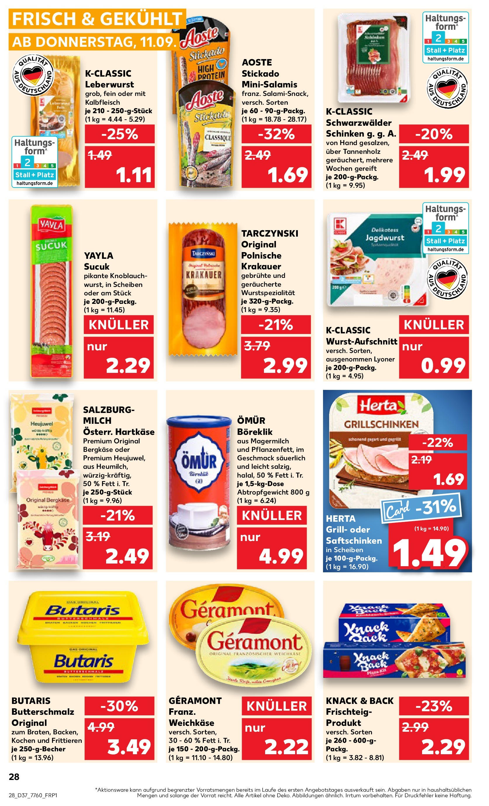 Prospekt Kaufland ab 11.09.2025 » Angebote und Werbung Online | Seite: 28 | Produkte: Grill, Knoblauch, Salami, Schinken Prospekt Kaufland ab 11.09.2025 » Angebote Online zum Blättern | Seite: 28 | Produkte: Grill, Knoblauch, Salami, Schinken