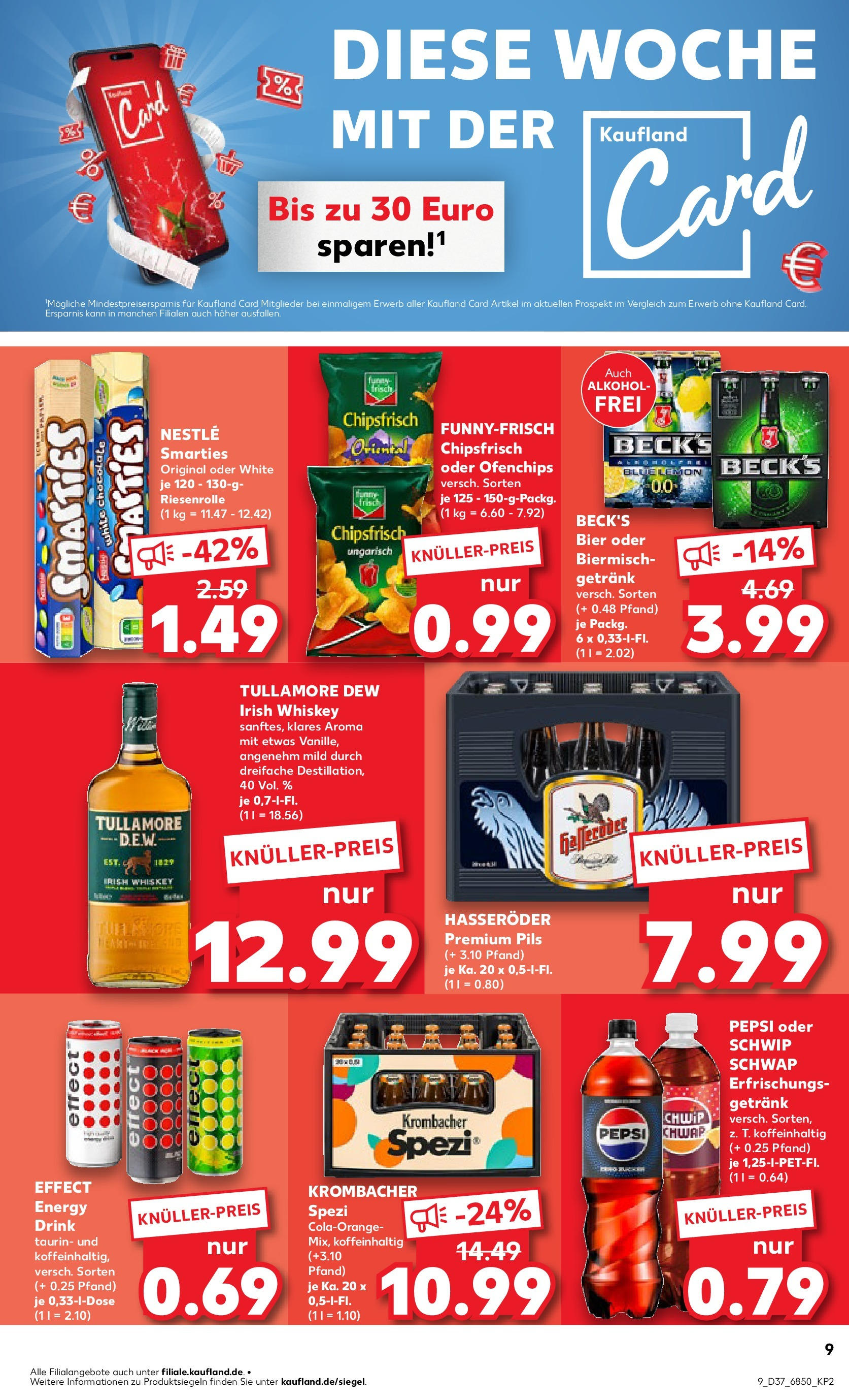 Prospekt Kaufland ab 10.09.2025 » Angebote Online zum Blättern | Seite: 9 | Produkte: Energy, Smarties, Chips, Whiskey