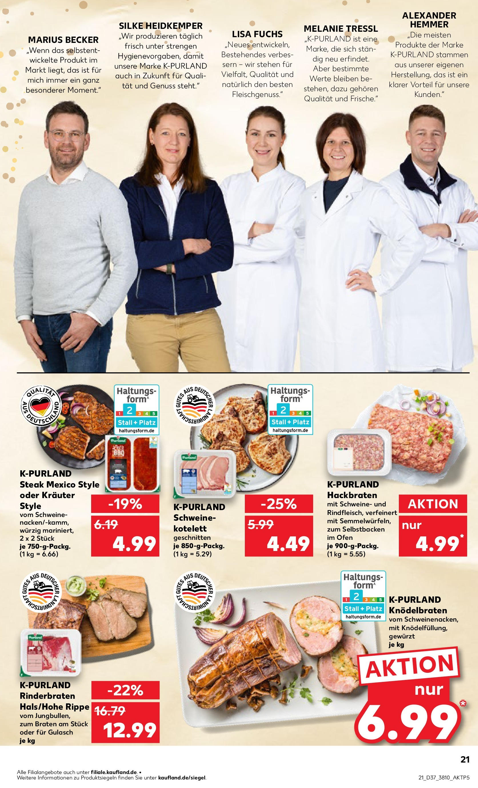 Prospekt Kaufland ab 10.09.2025 » Angebote Online zum Blättern | Seite: 21 | Produkte: Rinderbraten, Ofen, Gulasch, Steak