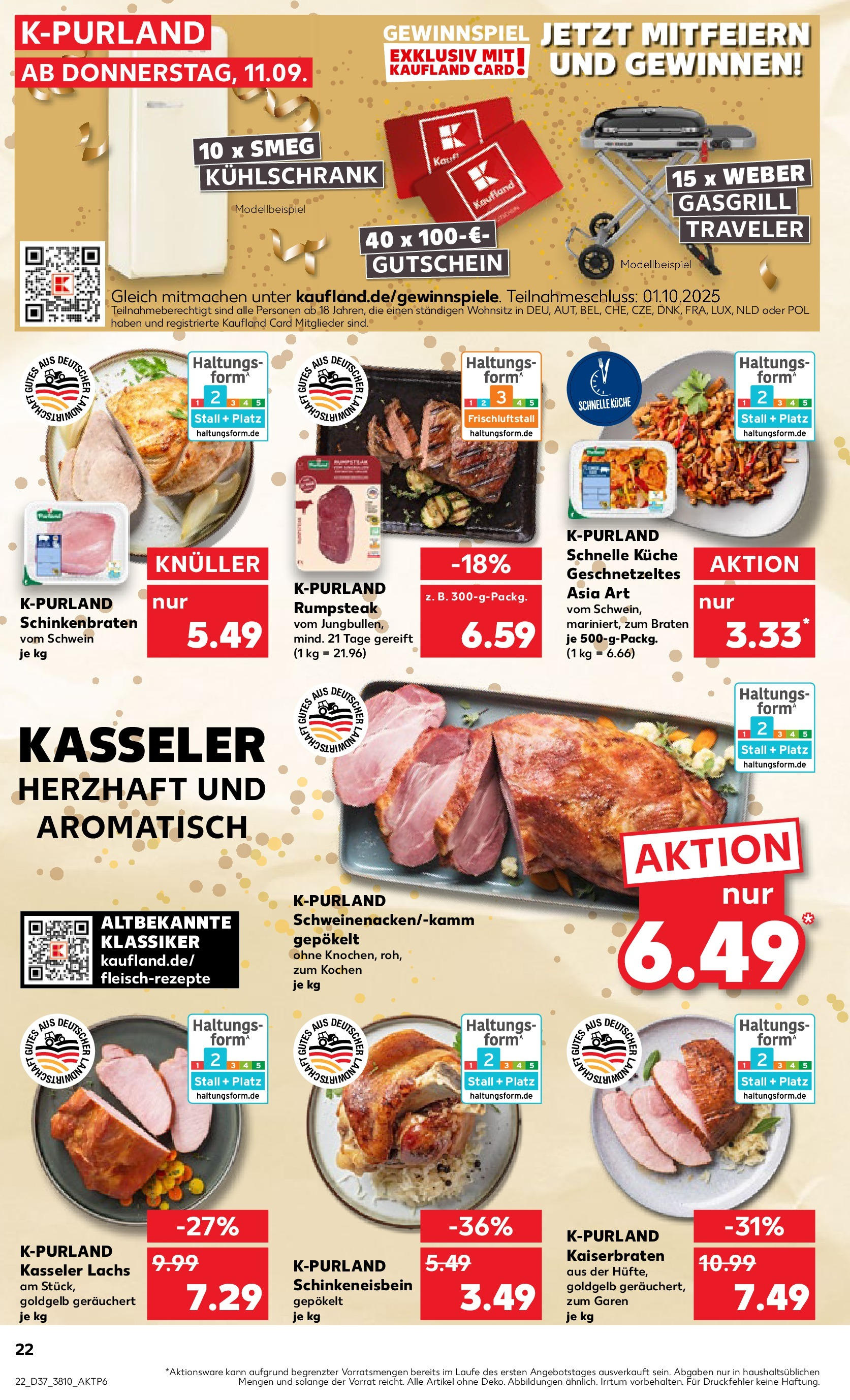 Prospekt Kaufland ab 10.09.2025 » Angebote Online zum Blättern | Seite: 22 | Produkte: Küche, Kühlschrank, Lachs, Steak