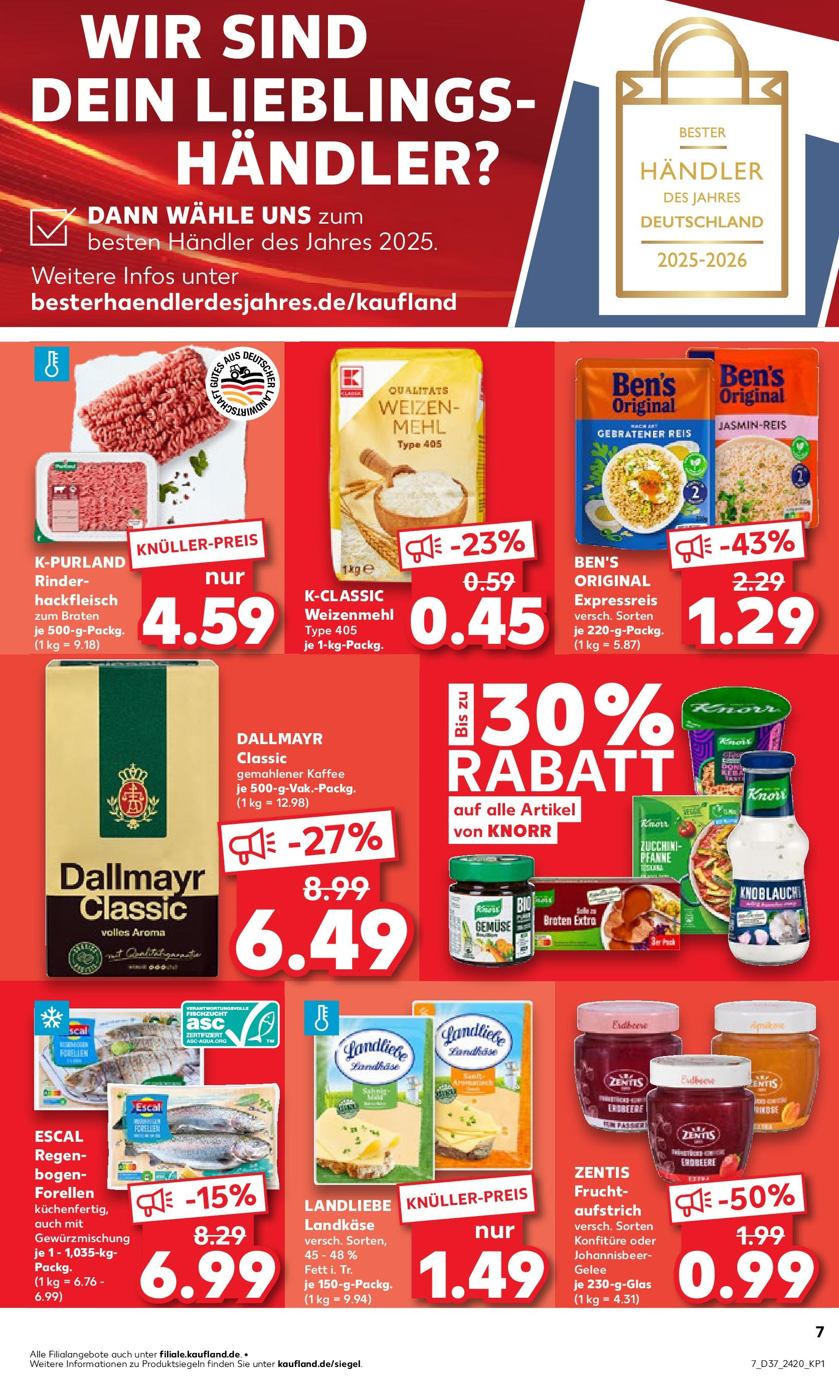 Prospekt Kaufland ab 11.09.2025 » Angebote Online zum Blättern | Seite: 7 | Produkte: Mehl, Gemüse, Reis, Zucchini