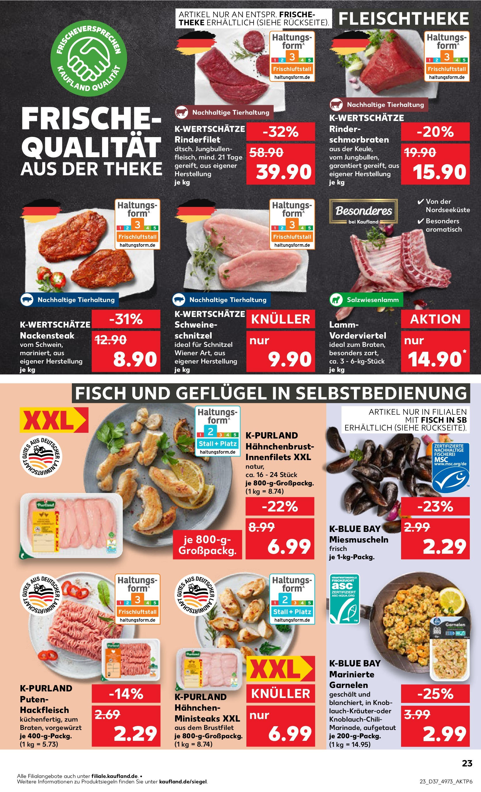 Prospekt Kaufland ab 11.09.2025 » Angebote Online zum Blättern | Seite: 23 | Produkte: Hahnchen, Theke, Schnitzel, Fisch