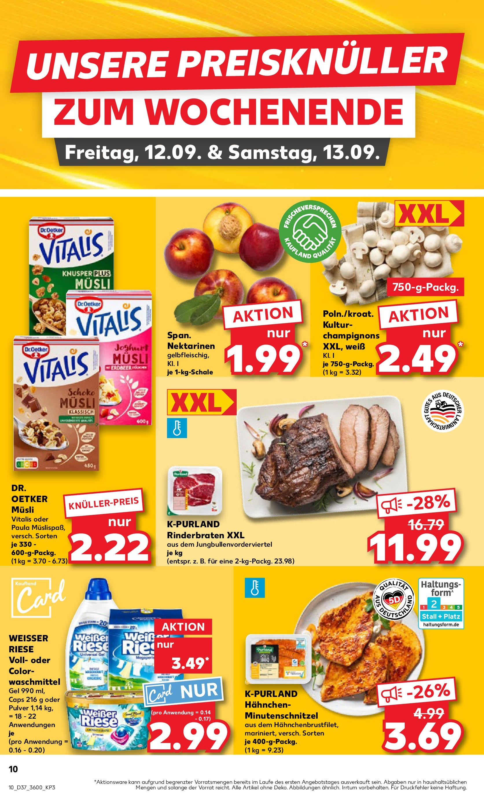 Prospekt Kaufland ab 11.09.2025 » Angebote Online zum Blättern | Seite: 10 | Produkte: Musli, Rinderbraten, Hahnchen, Nektarinen