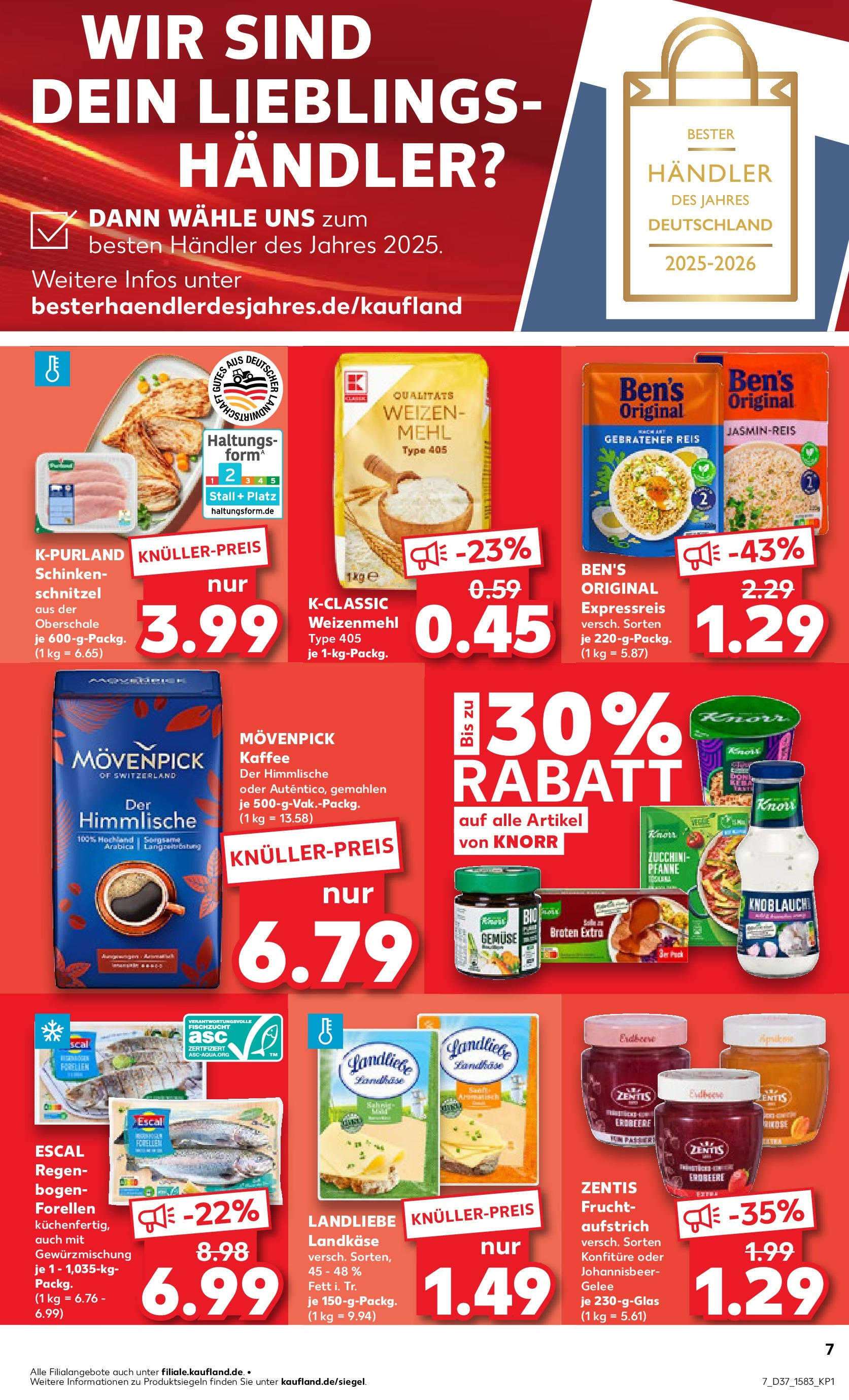 Prospekt Kaufland ab 10.09.2025 » Angebote Online zum Blättern | Seite: 7 | Produkte: Mehl, Jasminreis, Kaffee, Knoblauch
