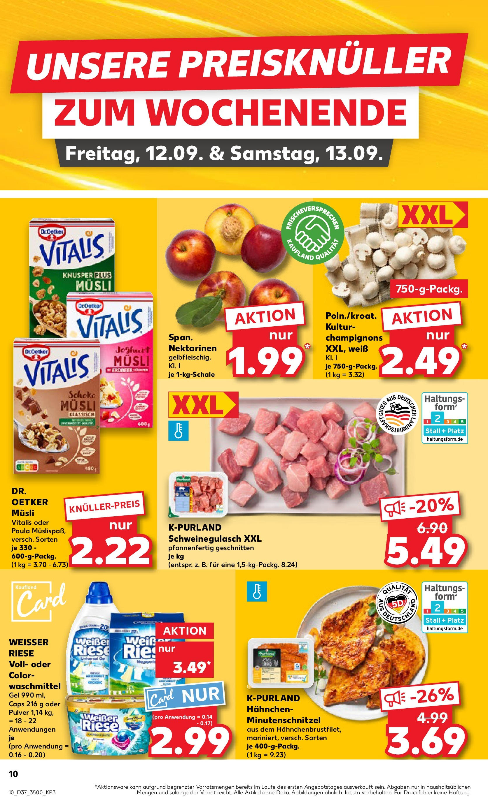 Prospekt Kaufland ab 11.09.2025 » Angebote und Werbung Online | Seite: 10 | Produkte: Schweinegulasch, Hahnchen, Joghurt, Waschmittel Prospekt Kaufland ab 11.09.2025 » Angebote Online zum Blättern | Seite: 10 | Produkte: Schweinegulasch, Hahnchen, Joghurt, Waschmittel