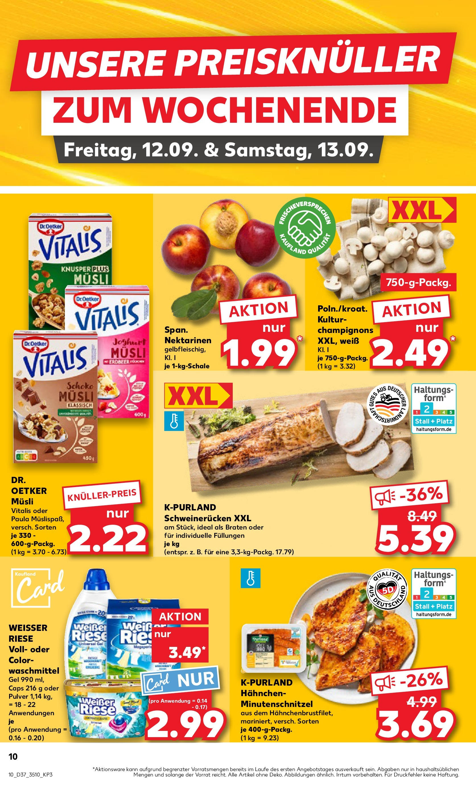 Prospekt Kaufland ab 11.09.2025 » Angebote Online zum Blättern | Seite: 10 | Produkte: Musli, Hahnchen, Waschmittel, Schweinerucken