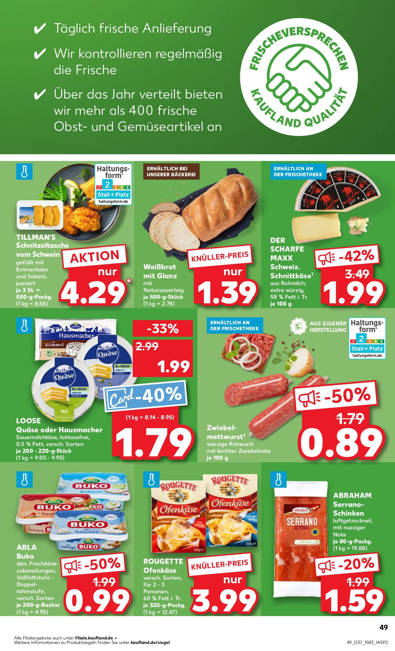 Prospekt Kaufland ab 10.09.2025 » Angebote Online zum Blättern | Seite: 49 | Produkte: Rougette ofenkase, Arla buko, Schinken, Frischkase
