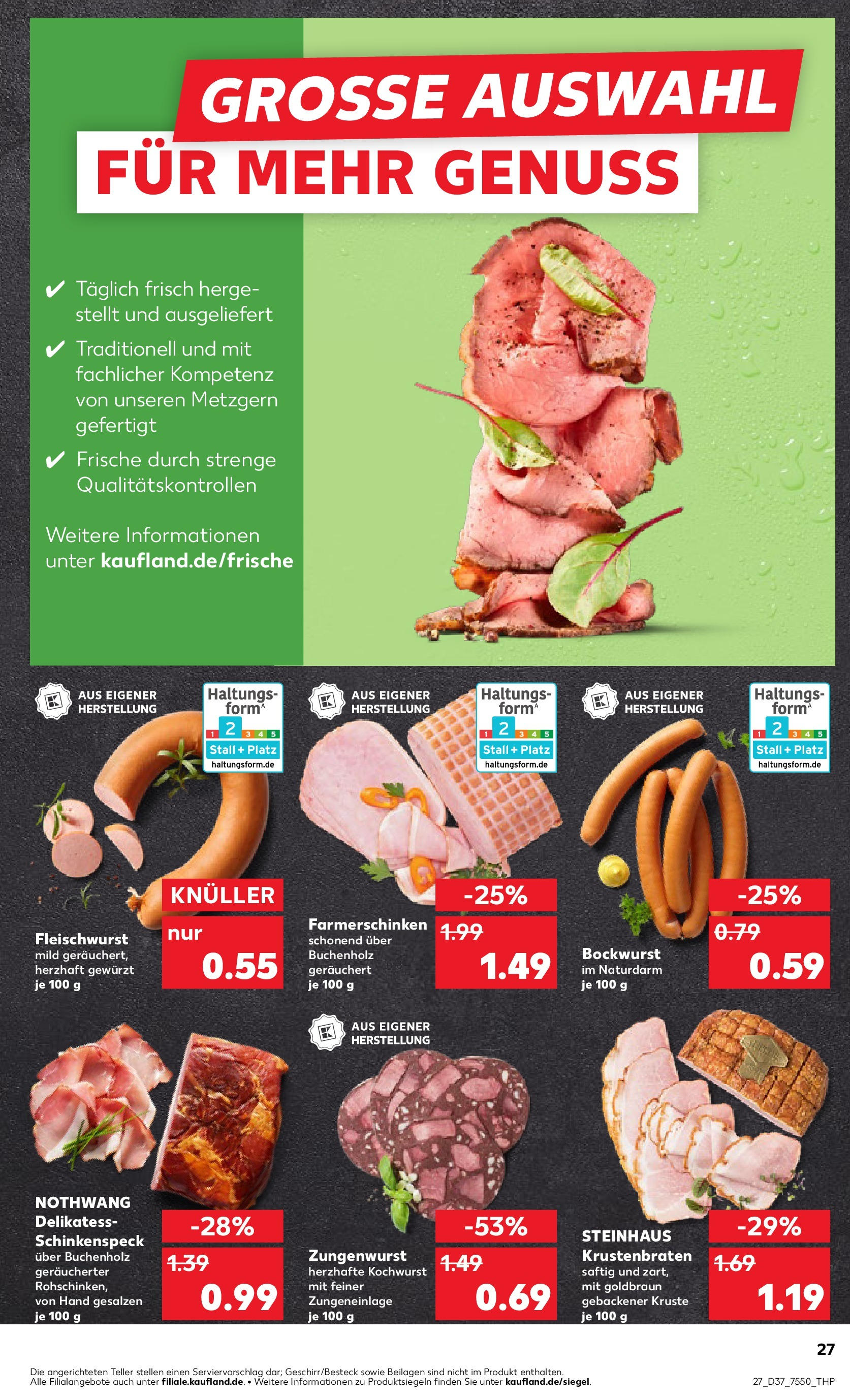 Prospekt Kaufland ab 11.09.2025 » Angebote Online zum Blättern | Seite: 27 | Produkte: Bockwurst, Krustenbraten