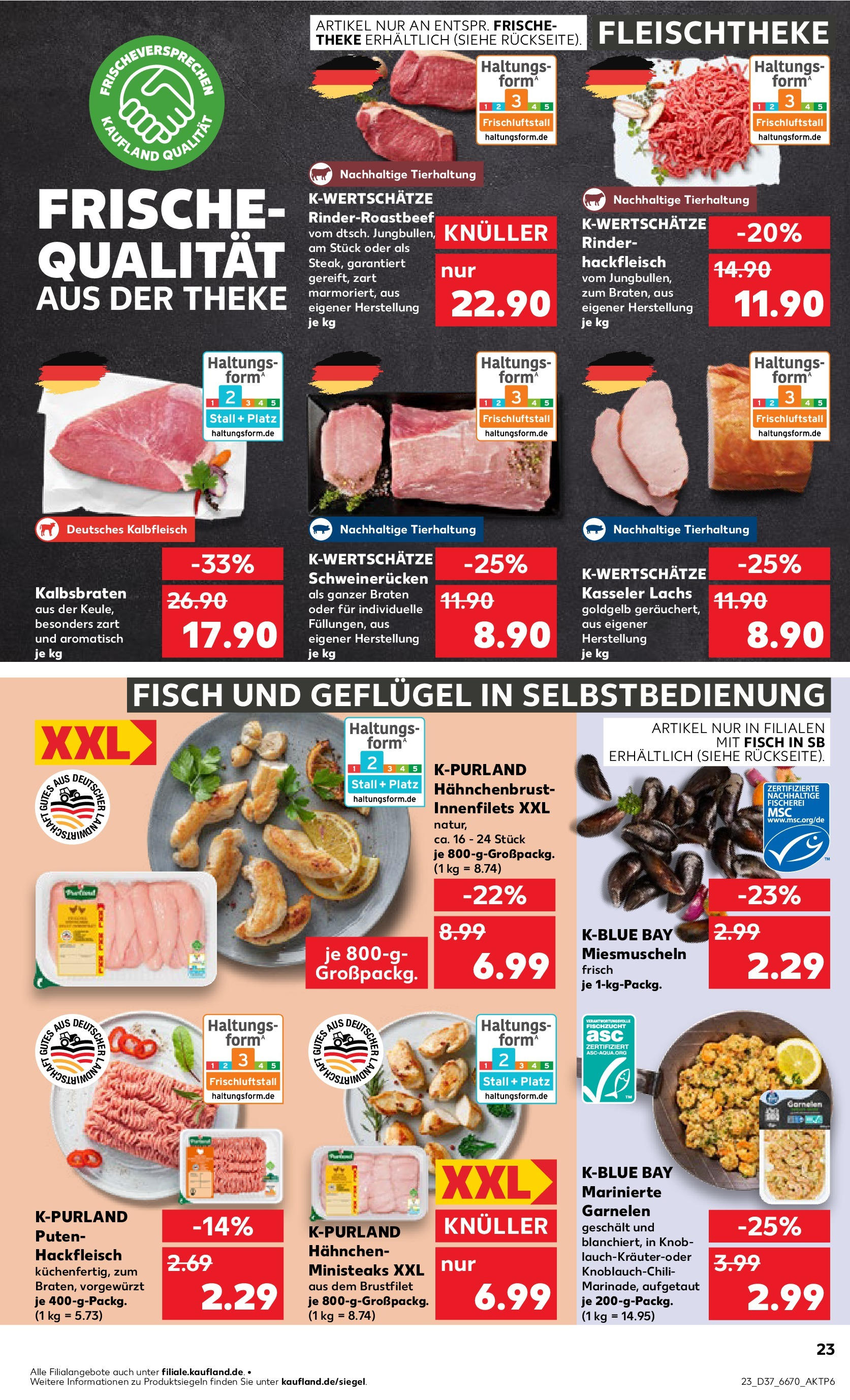 Prospekt Kaufland ab 11.09.2025 » Angebote Online zum Blättern | Seite: 23 | Produkte: Theke, Fisch, Lachs, Hahnchenbrust