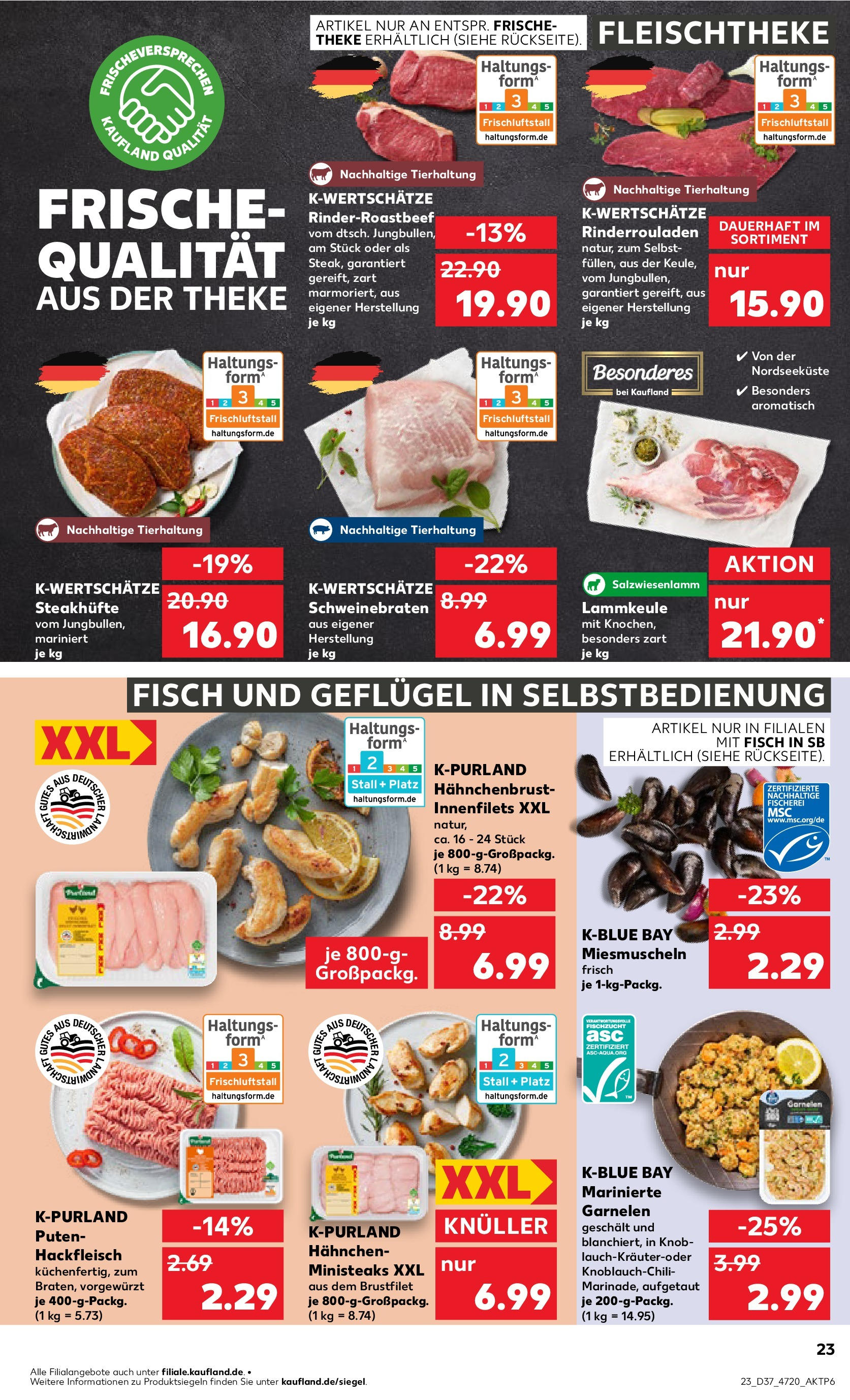 Prospekt Kaufland ab 11.09.2025 » Angebote und Werbung Online | Seite: 23 | Produkte: Hahnchen, Fisch, Steak, Hackfleisch Prospekt Kaufland ab 11.09.2025 » Angebote Online zum Blättern | Seite: 23 | Produkte: Hahnchen, Fisch, Steak, Hackfleisch