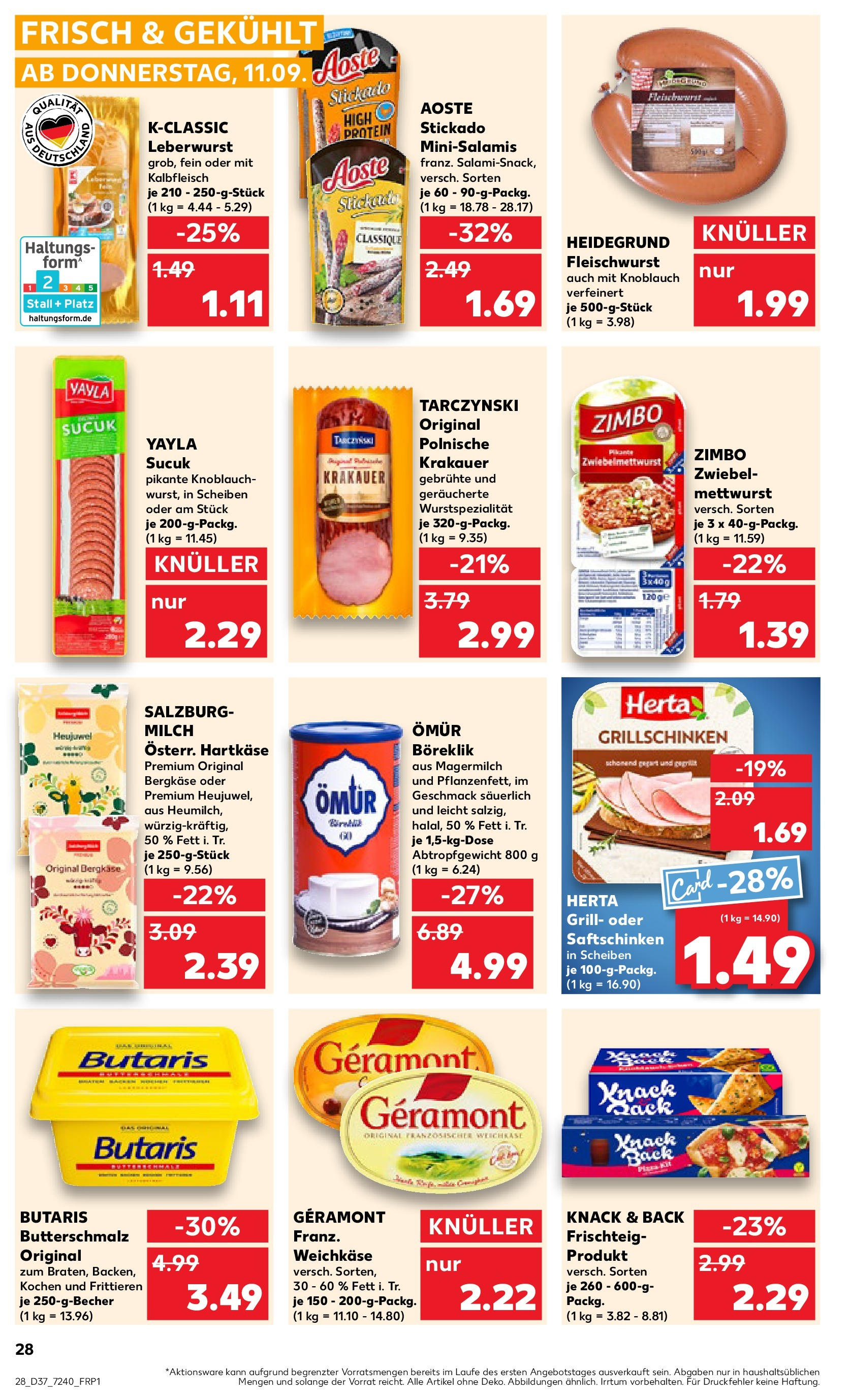 Prospekt Kaufland ab 10.09.2025 » Angebote und Werbung Online | Seite: 28 | Produkte: Butterschmalz, Grill, Geramont, Salami Prospekt Kaufland ab 10.09.2025 » Angebote Online zum Blättern | Seite: 28 | Produkte: Butterschmalz, Grill, Geramont, Salami
