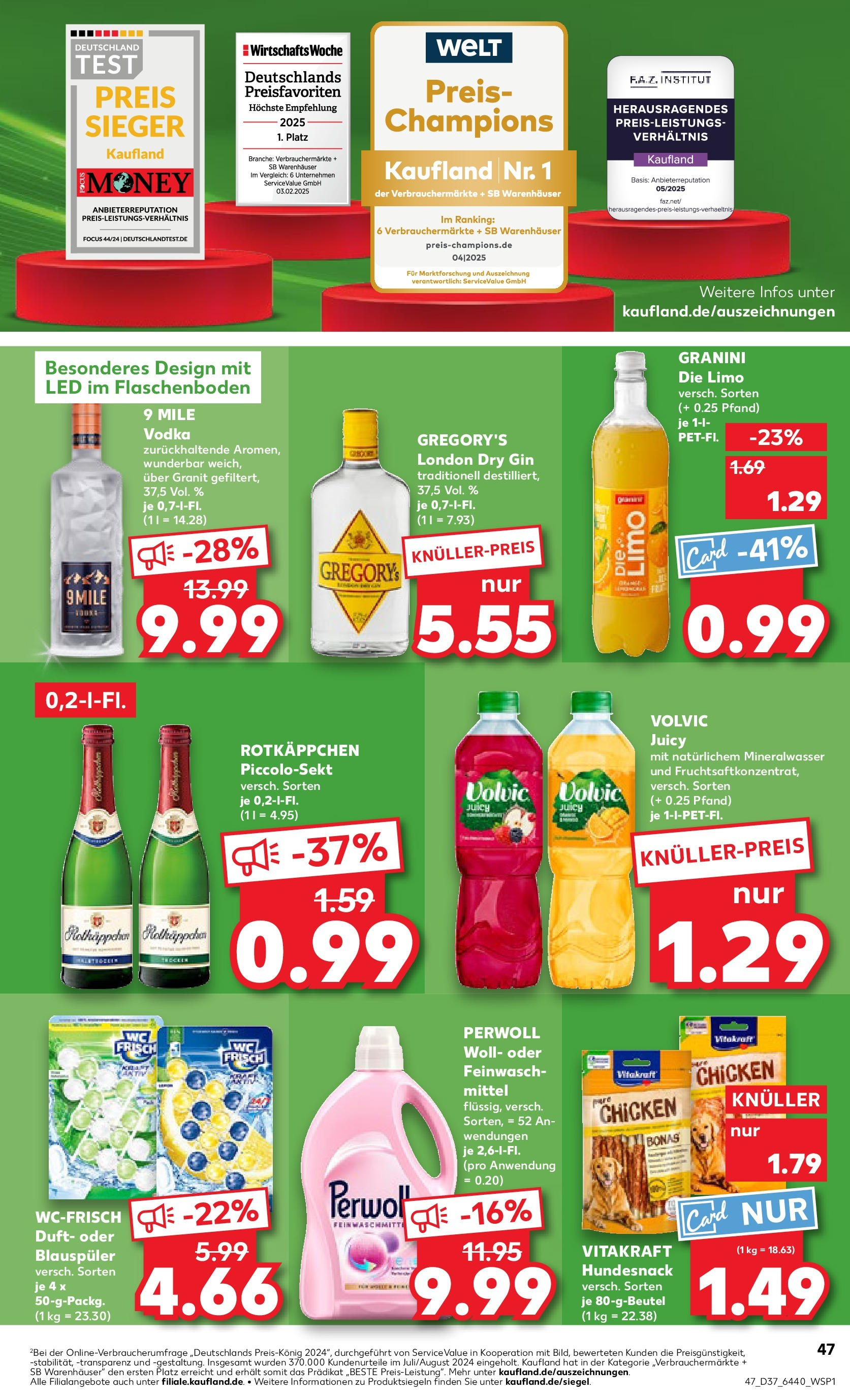 Prospekt Kaufland ab 10.09.2025 » Angebote und Werbung Online | Seite: 47 | Produkte: Mineralwasser, Granini die limo, Vodka, Volvic Prospekt Kaufland ab 10.09.2025 » Angebote Online zum Blättern | Seite: 47 | Produkte: Mineralwasser, Granini die limo, Vodka, Volvic