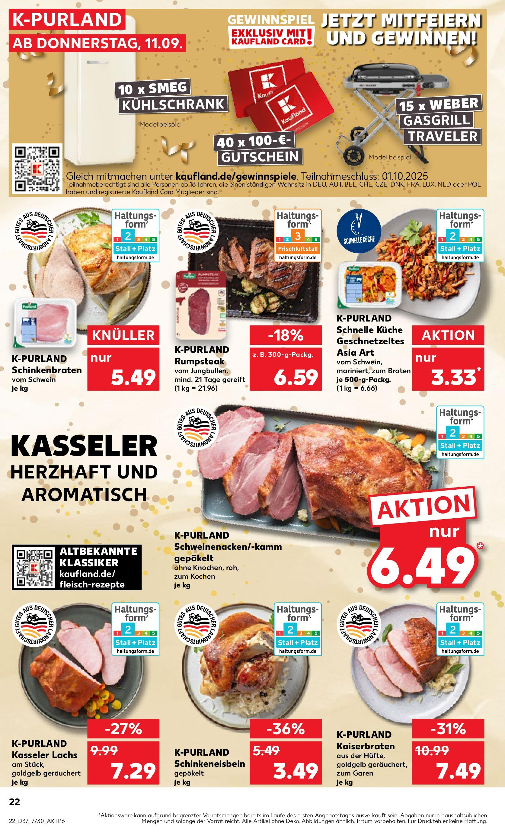 Prospekt Kaufland ab 10.09.2025 » Angebote und Werbung Online | Seite: 22 | Produkte: Rumpsteak, Kühlschrank, Lachs, Steak Prospekt Kaufland ab 10.09.2025 » Angebote Online zum Blättern | Seite: 22 | Produkte: Rumpsteak, Kühlschrank, Lachs, Steak