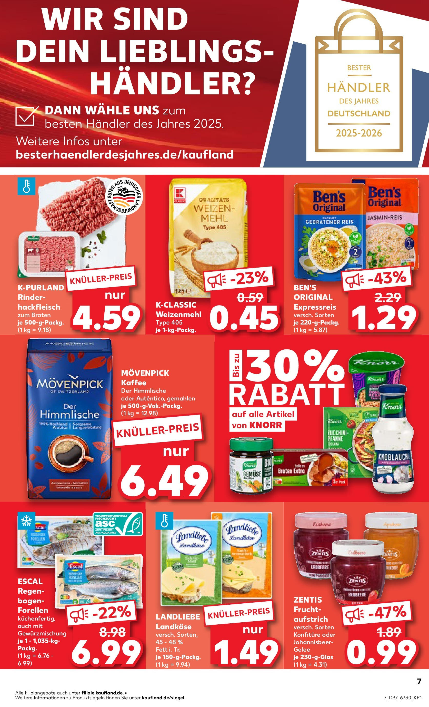 Prospekt Kaufland ab 11.09.2025 » Angebote Online zum Blättern | Seite: 7 | Produkte: Knoblauch, Movenpick kaffee, Reis, Hackfleisch
