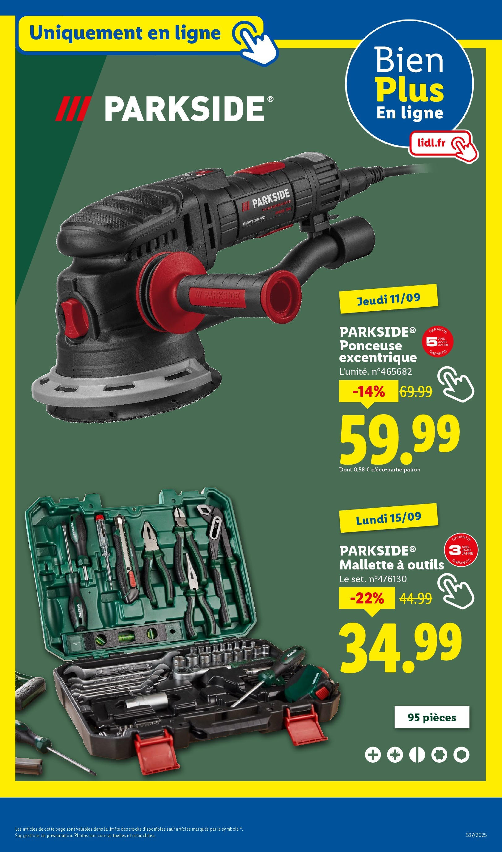 Catalogue LIDL du 07/09/2025 | Promo prospectus en ligne | Page: 25 | Produits: Ponceuse
