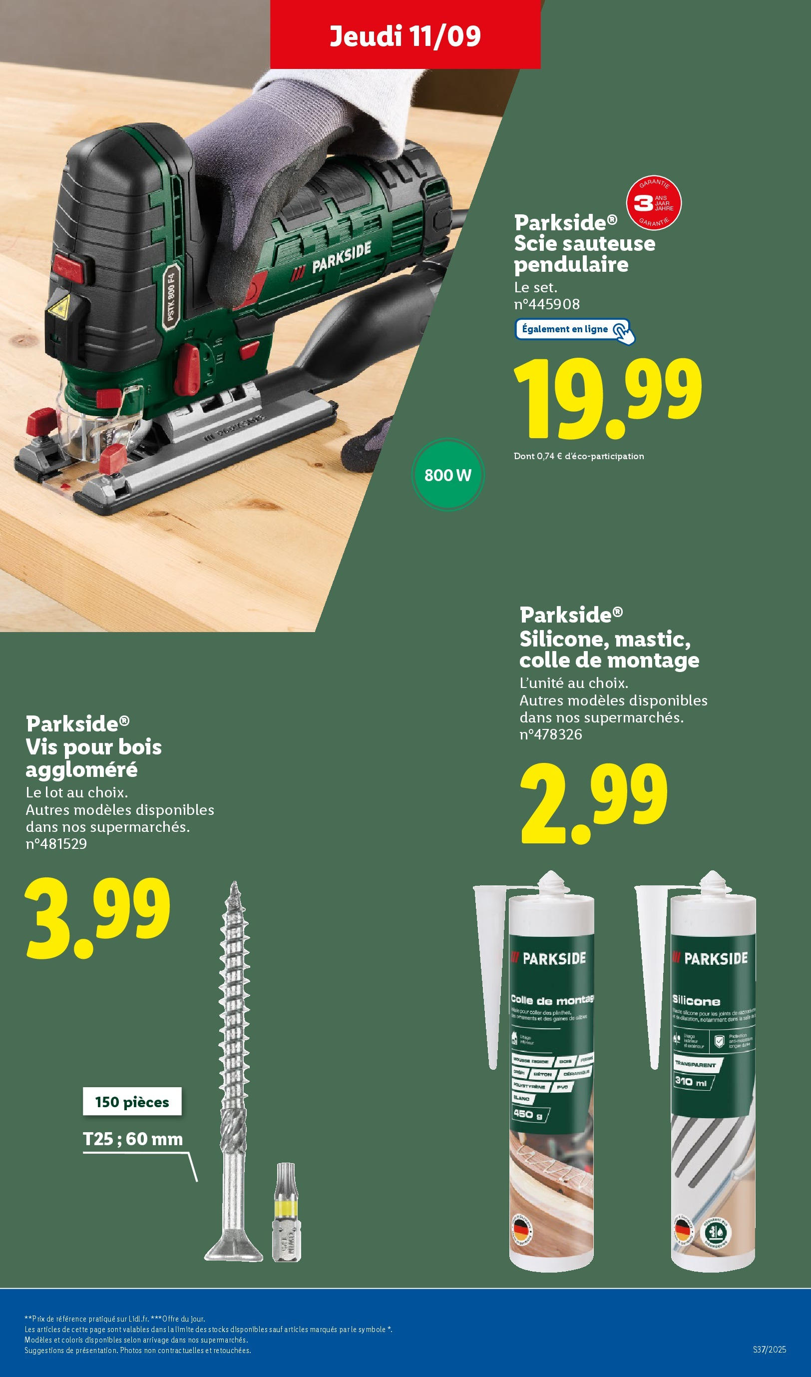 Catalogue LIDL du 07/09/2025 | Promo prospectus en ligne | Page: 33 | Produits: Salade, Cibles, Scie sauteuse, Colle