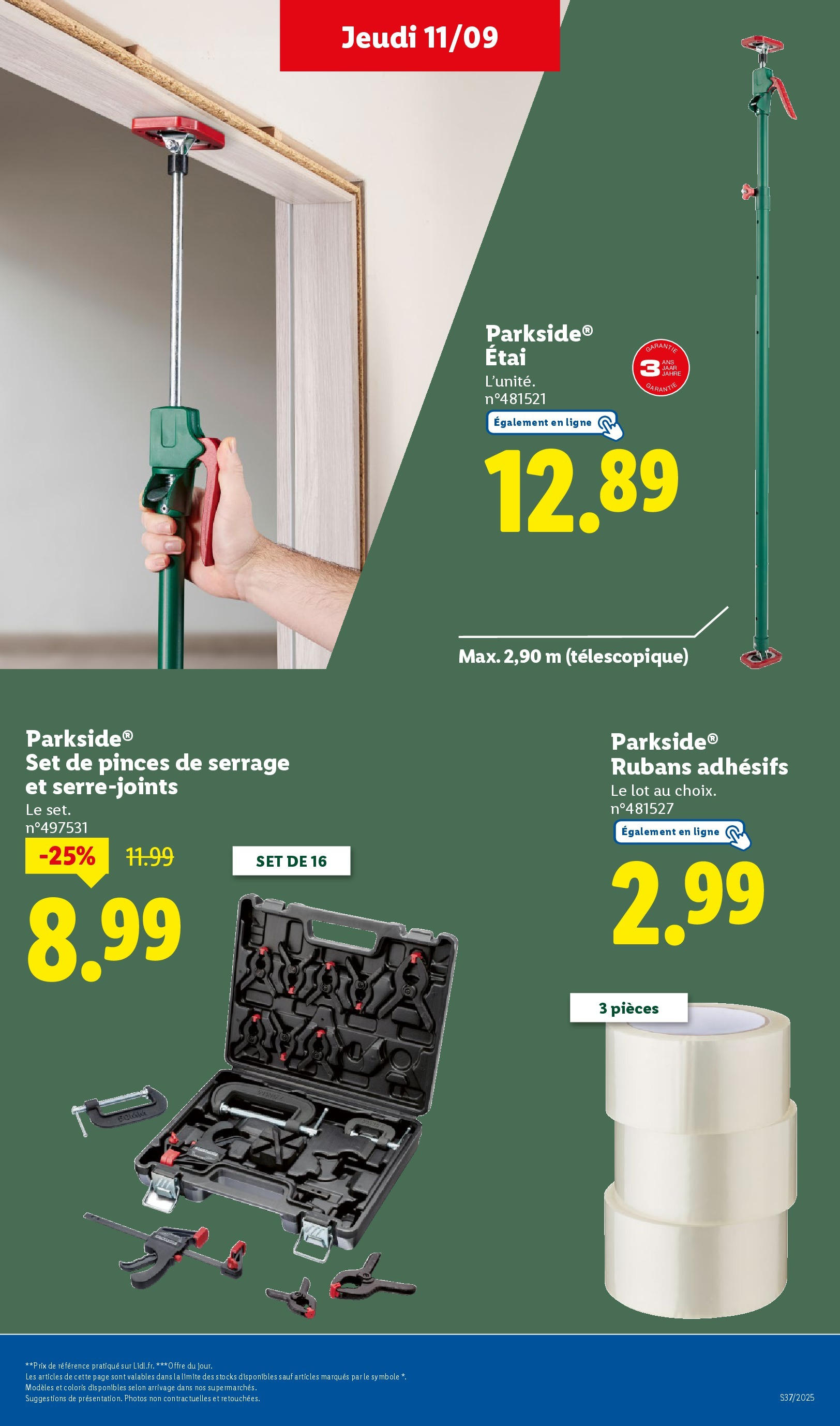 Catalogue LIDL du 07/09/2025 | Promo prospectus en ligne | Page: 37 | Produits: Étai, Pinces