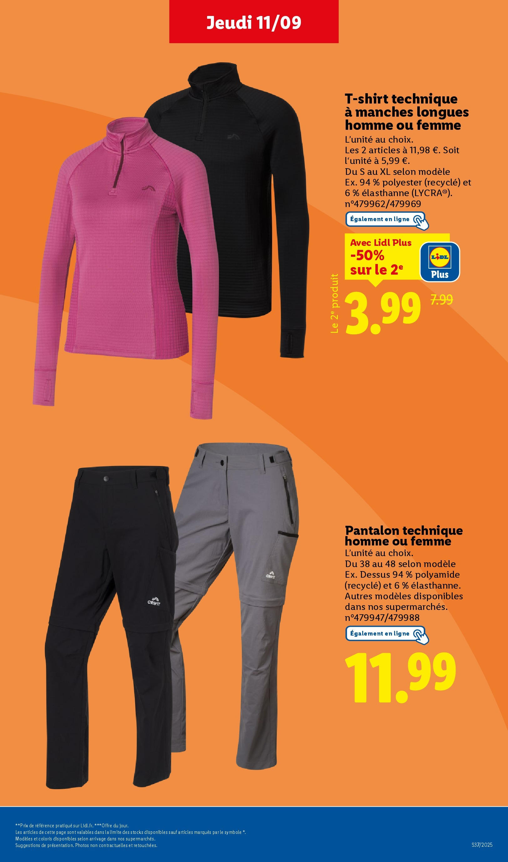 Catalogue LIDL du 07/09/2025 | Promo prospectus en ligne | Page: 45 | Produits: T-shirt, Pantalon