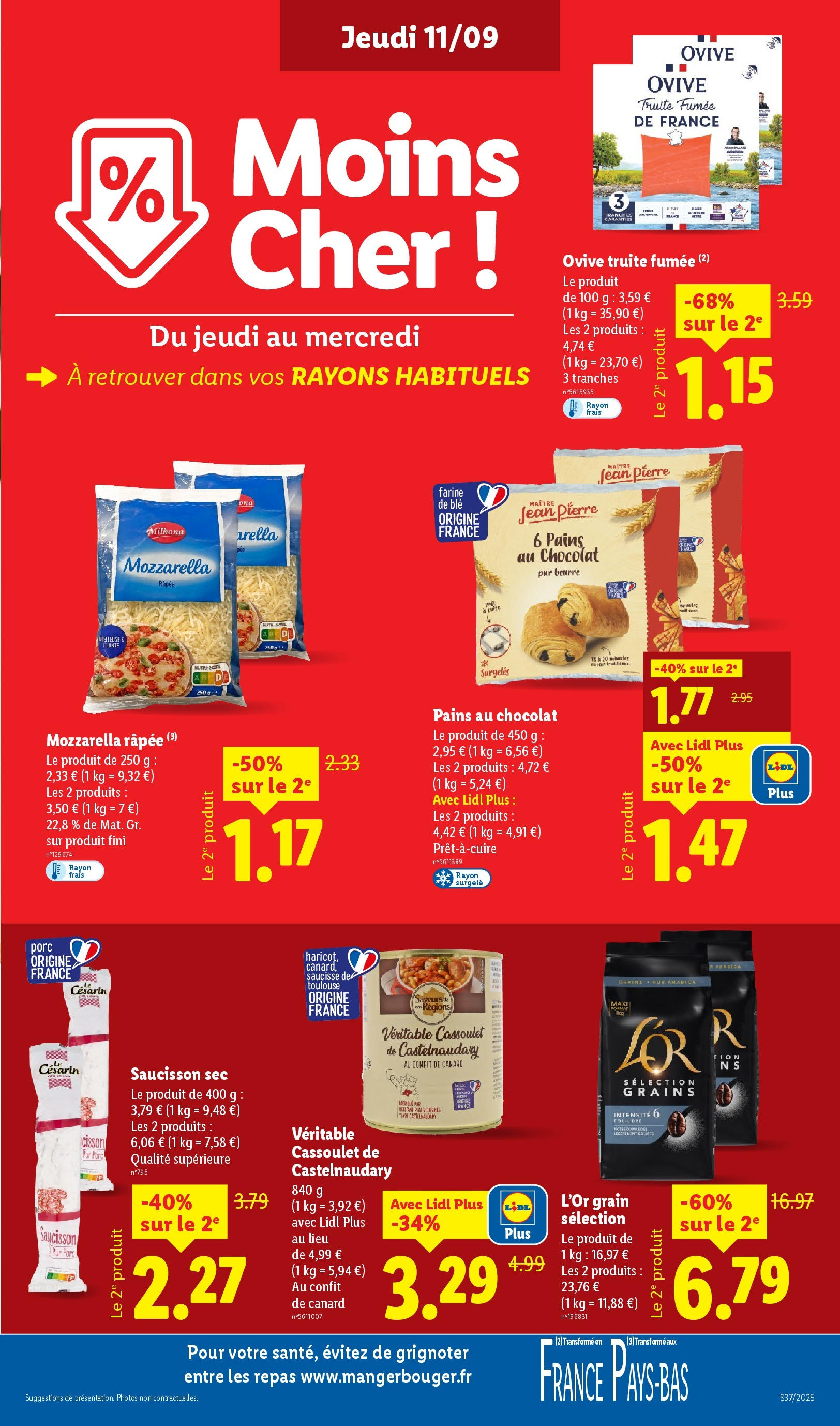 Catalogue LIDL du 11/09/2025 | Promo prospectus en ligne | Page: 13 | Produits: Saucisson sec, Café en grains, Beurre, Chocolat Catalogue LIDL du 11/09/2025 | Promo prospectus en ligne | Page: 13 | Produits: Saucisson sec, Café en grains, Beurre, Chocolat