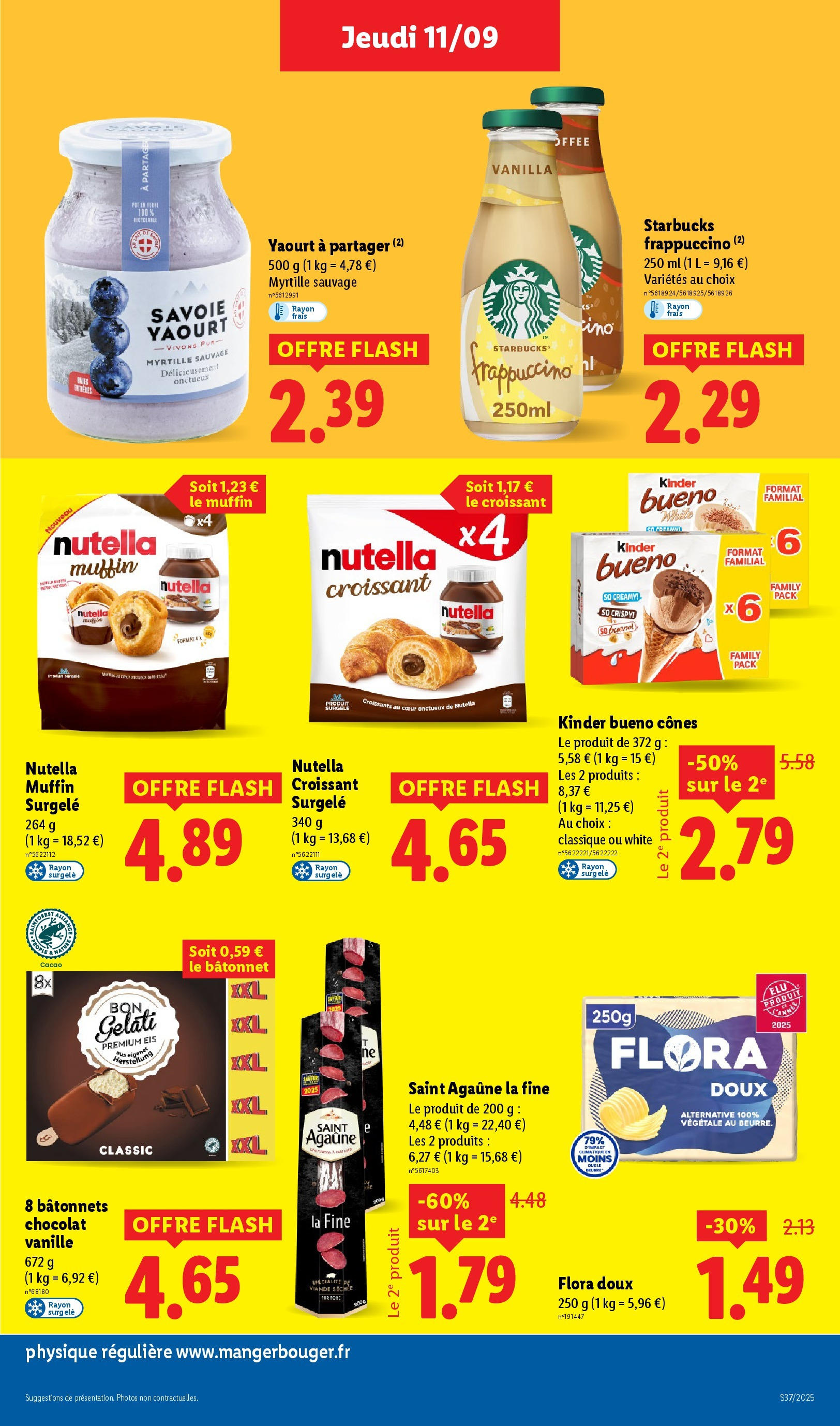 Catalogue LIDL du 11/09/2025 | Promo prospectus en ligne | Page: 17 | Produits: Kinder Bueno, Cônes, Yaourt, Viande Catalogue LIDL du 11/09/2025 | Promo prospectus en ligne | Page: 17 | Produits: Kinder Bueno, Cônes, Yaourt, Viande