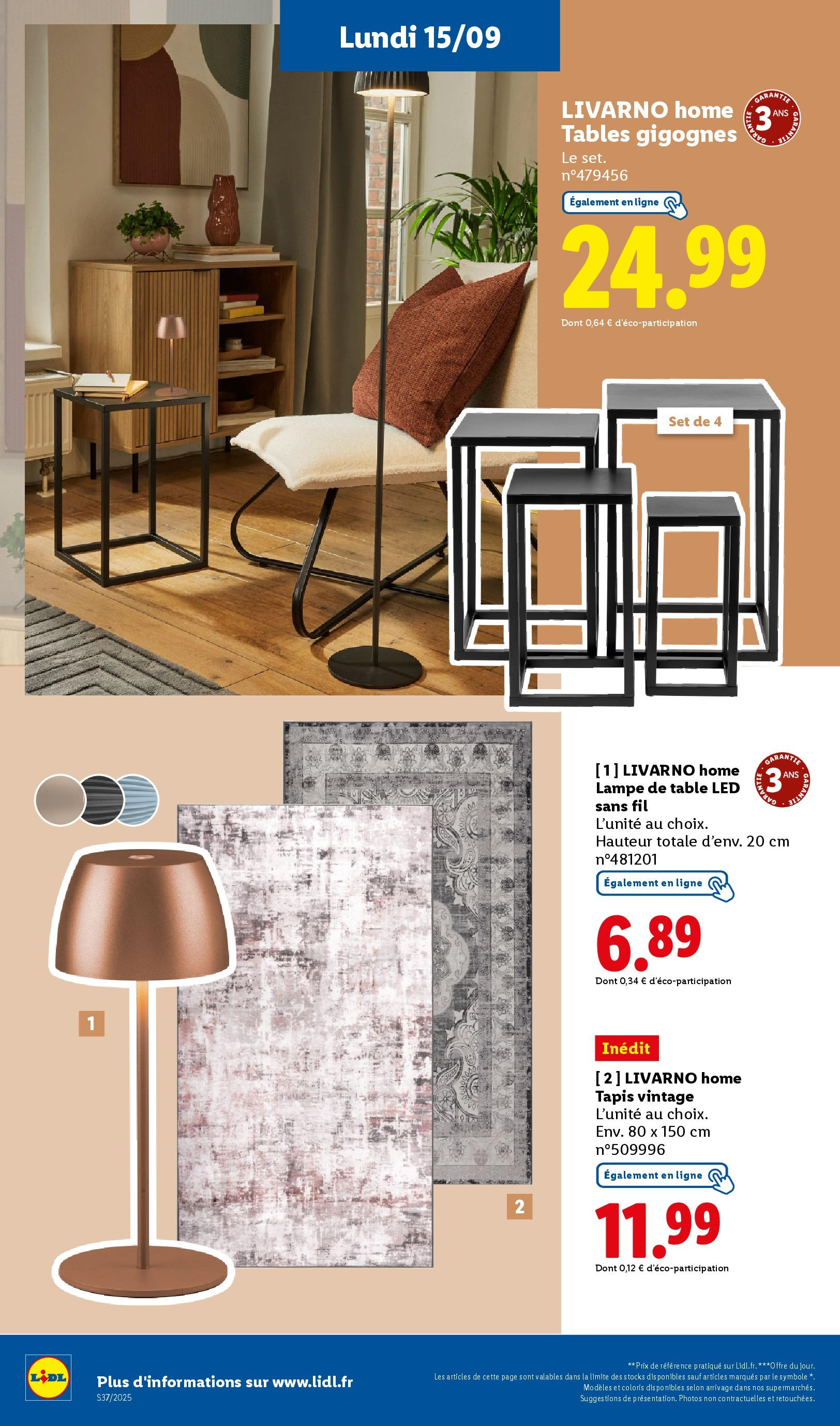 Catalogue LIDL du 11/09/2025 | Promo prospectus en ligne | Page: 58 | Produits: Table, Tapis, Lampe Catalogue LIDL du 11/09/2025 | Promo prospectus en ligne | Page: 58 | Produits: Table, Tapis, Lampe