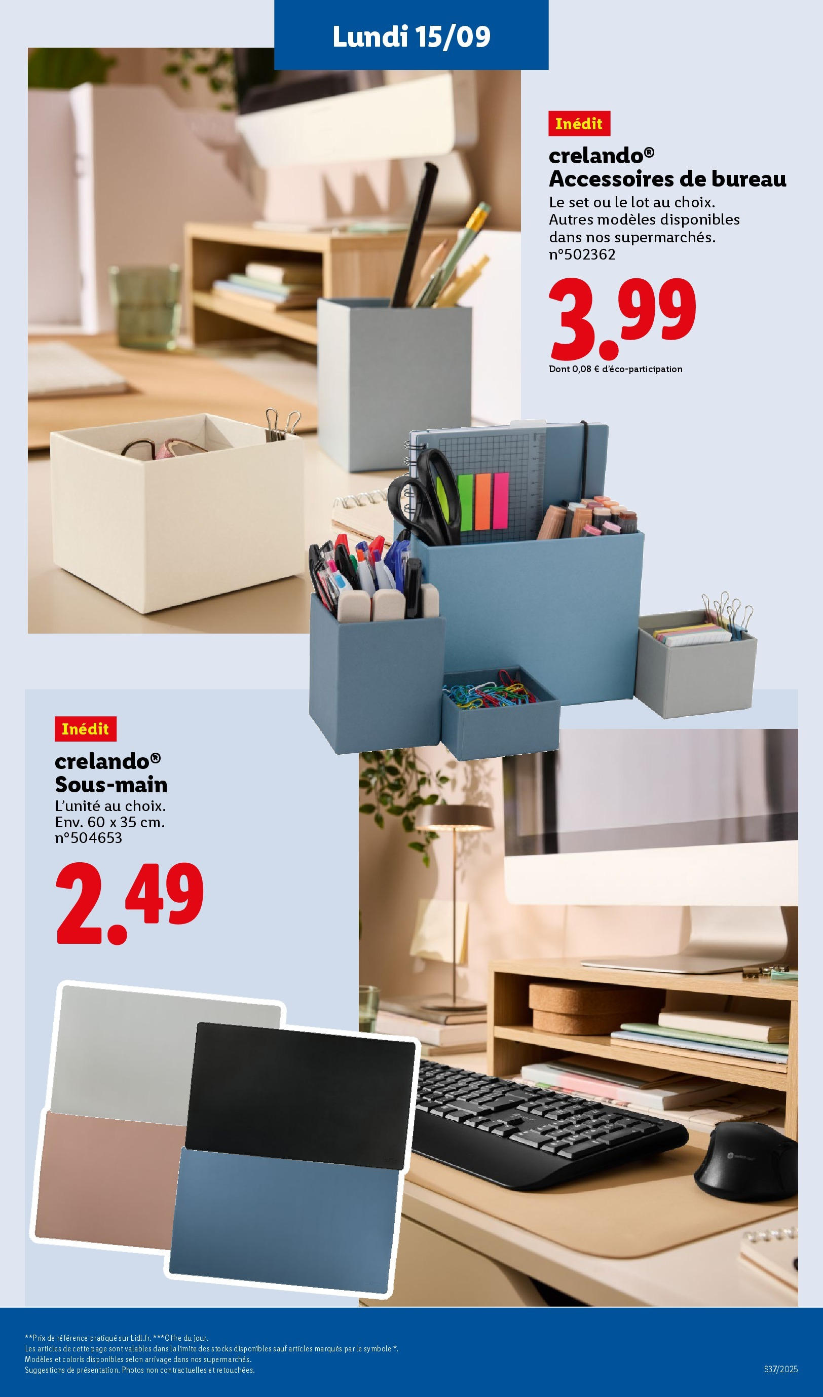 Catalogue LIDL du 11/09/2025 | Promo prospectus en ligne | Page: 67 | Produits: Bureau Catalogue LIDL du 11/09/2025 | Promo prospectus en ligne | Page: 67 | Produits: Bureau