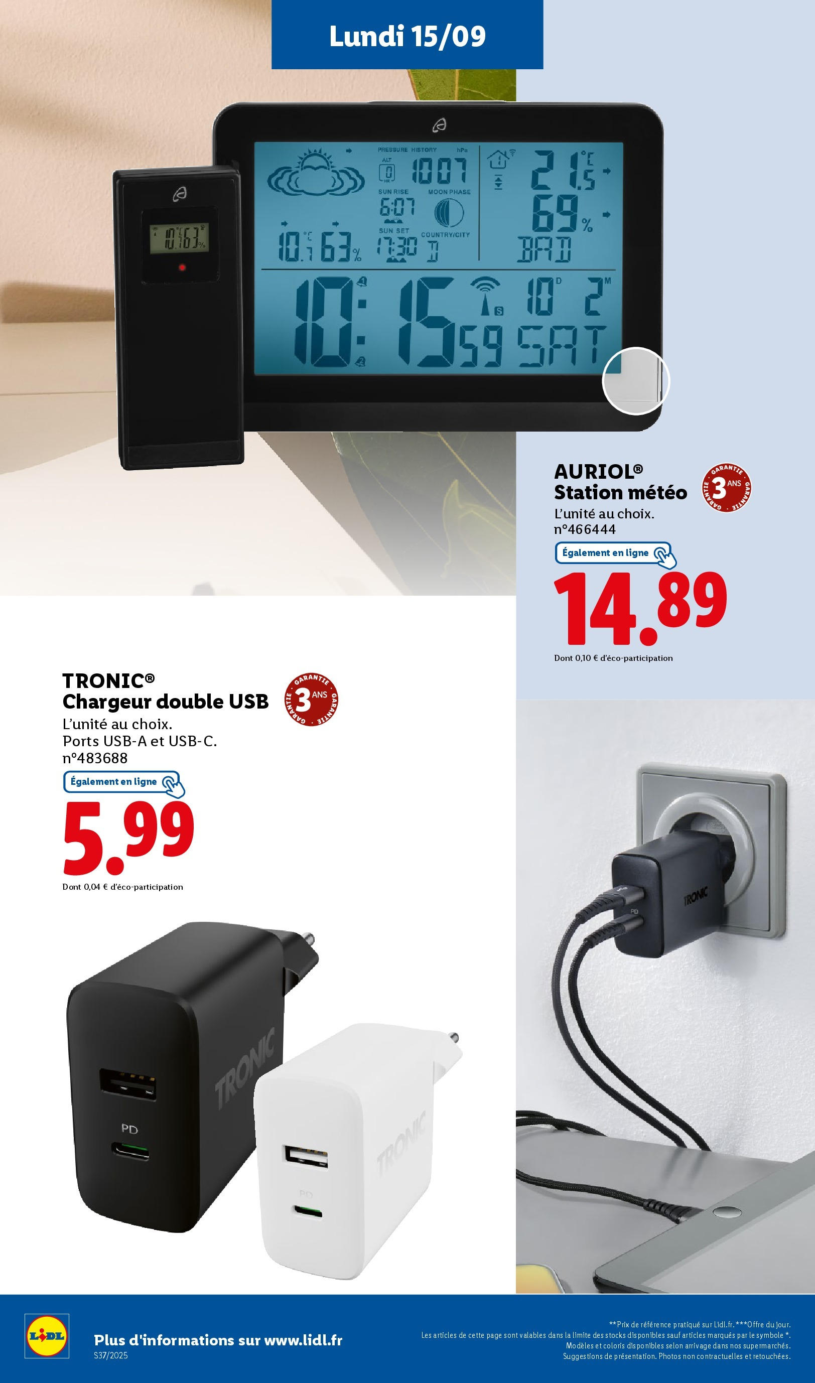 Catalogue LIDL du 11/09/2025 | Promo prospectus en ligne | Page: 68 | Produits: Station météo, USB Catalogue LIDL du 11/09/2025 | Promo prospectus en ligne | Page: 68 | Produits: Station météo, USB