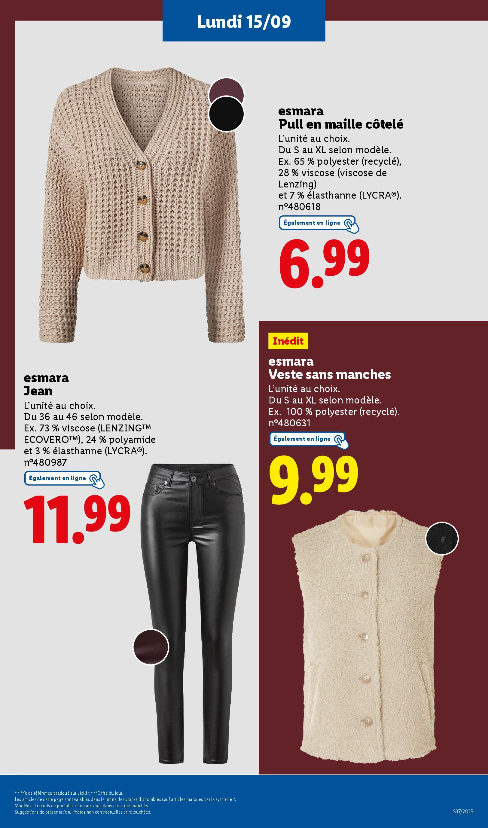 Catalogue LIDL du 11/09/2025 | Promo prospectus en ligne | Page: 71 | Produits: Cardigan, Jeans, Pull, Veste Catalogue LIDL du 11/09/2025 | Promo prospectus en ligne | Page: 71 | Produits: Cardigan, Jeans, Pull, Veste