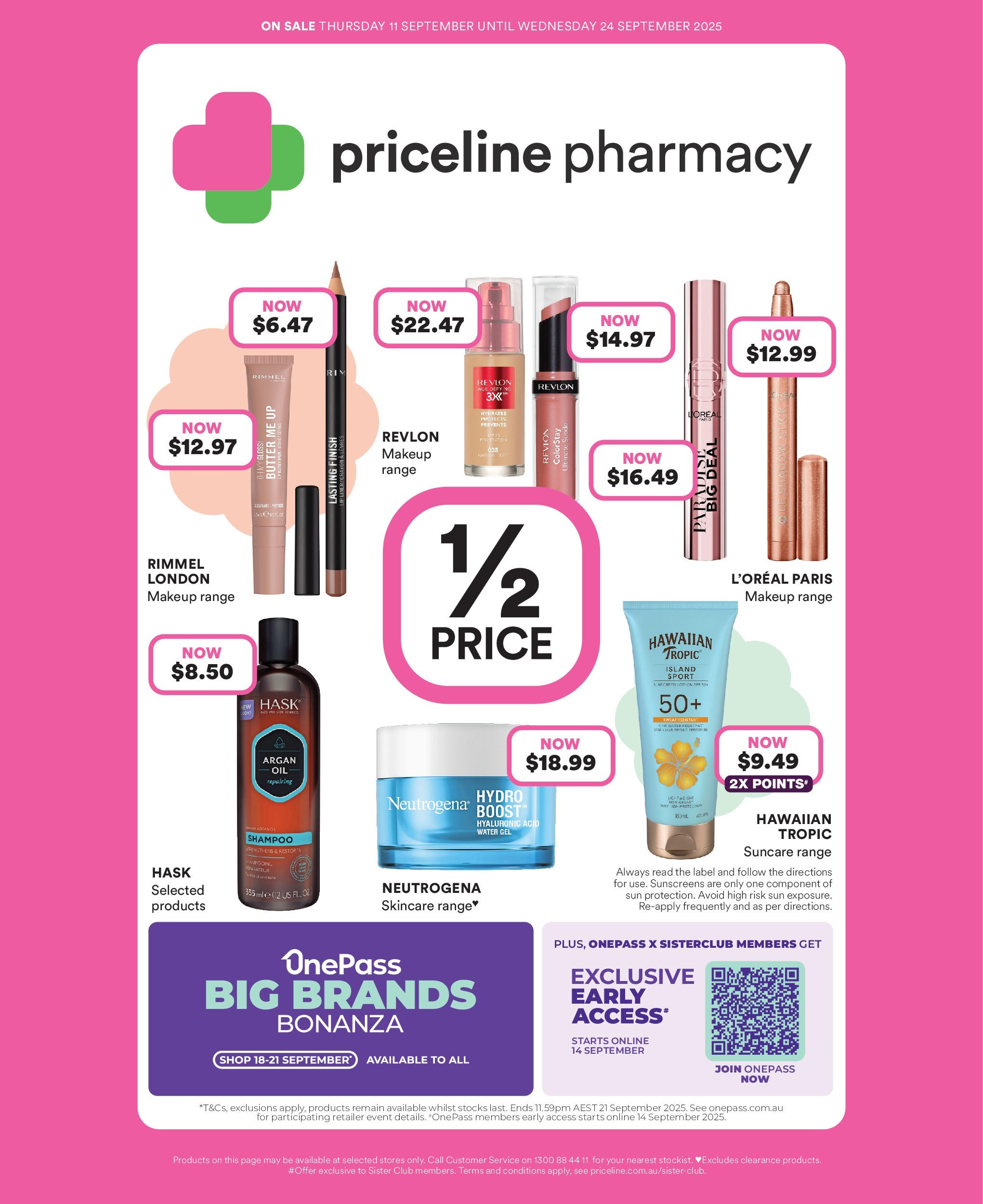 Priceline Pharmacy - Spring - 10/09/2025 > weekly / monthly specials | Page: 1 | Products: Butter, Shampoo, Makeup, Water