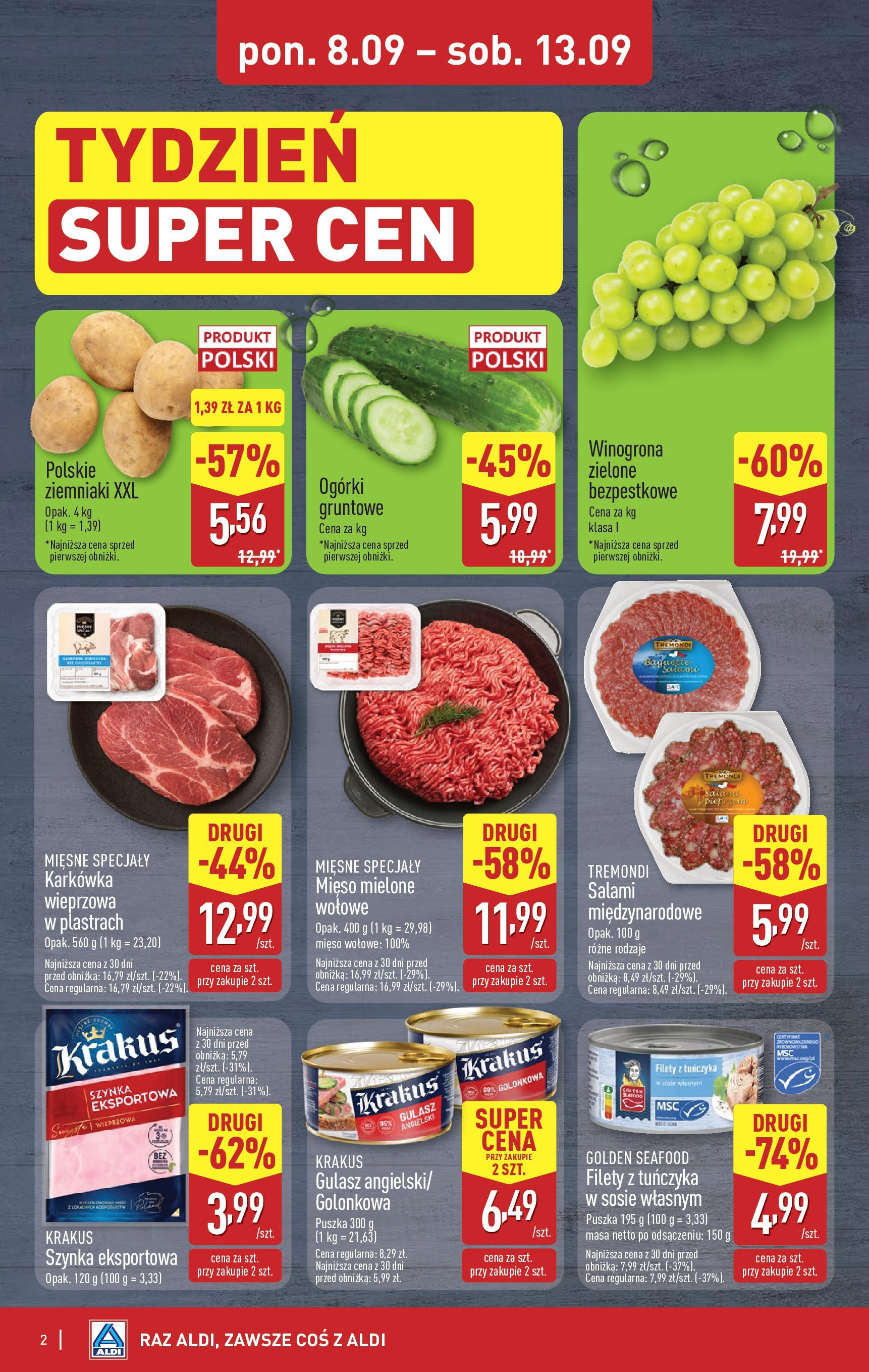 Aldi - Od czwartku 11.09 w ALDI od 10.09.2025 | Nowa PDF gazetka | Strona: 2 | Produkty: Karkówka wieprzowa, Mięso, Gulasz angielski, Ziemniaki Aldi - Od czwartku 11.09 w ALDI od 10.09.2025 - Ulotka PDF, promocje | Strona: 2 | Produkty: Karkówka wieprzowa, Mięso, Gulasz angielski, Ziemniaki