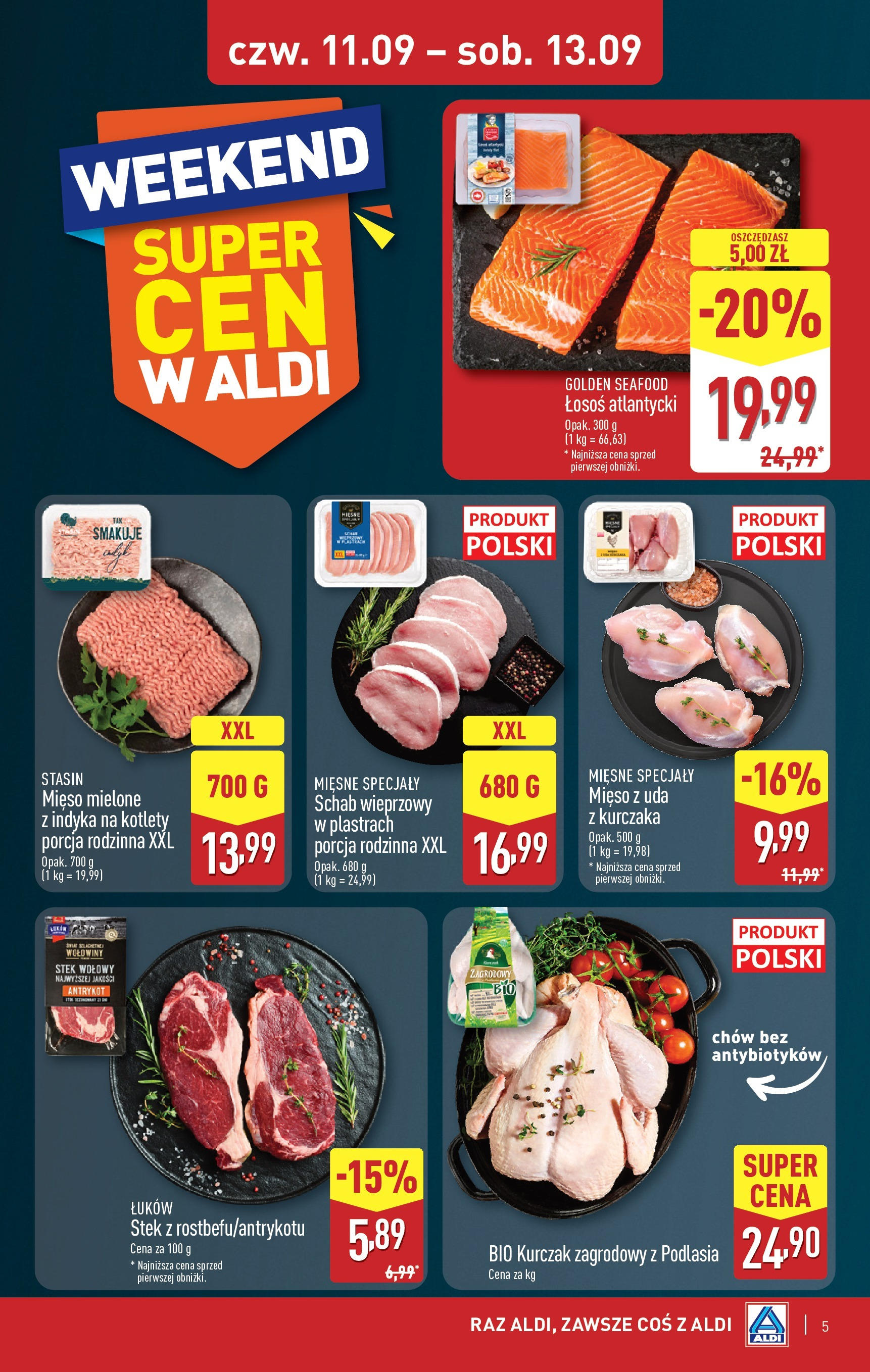 Aldi - Od czwartku 11.09 w ALDI od 10.09.2025 | Nowa PDF gazetka | Strona: 5 | Produkty: Kurczak, Schab, Łosoś, Kotlety Aldi - Od czwartku 11.09 w ALDI od 10.09.2025 - Ulotka PDF, promocje | Strona: 5 | Produkty: Kurczak, Schab, Łosoś, Kotlety