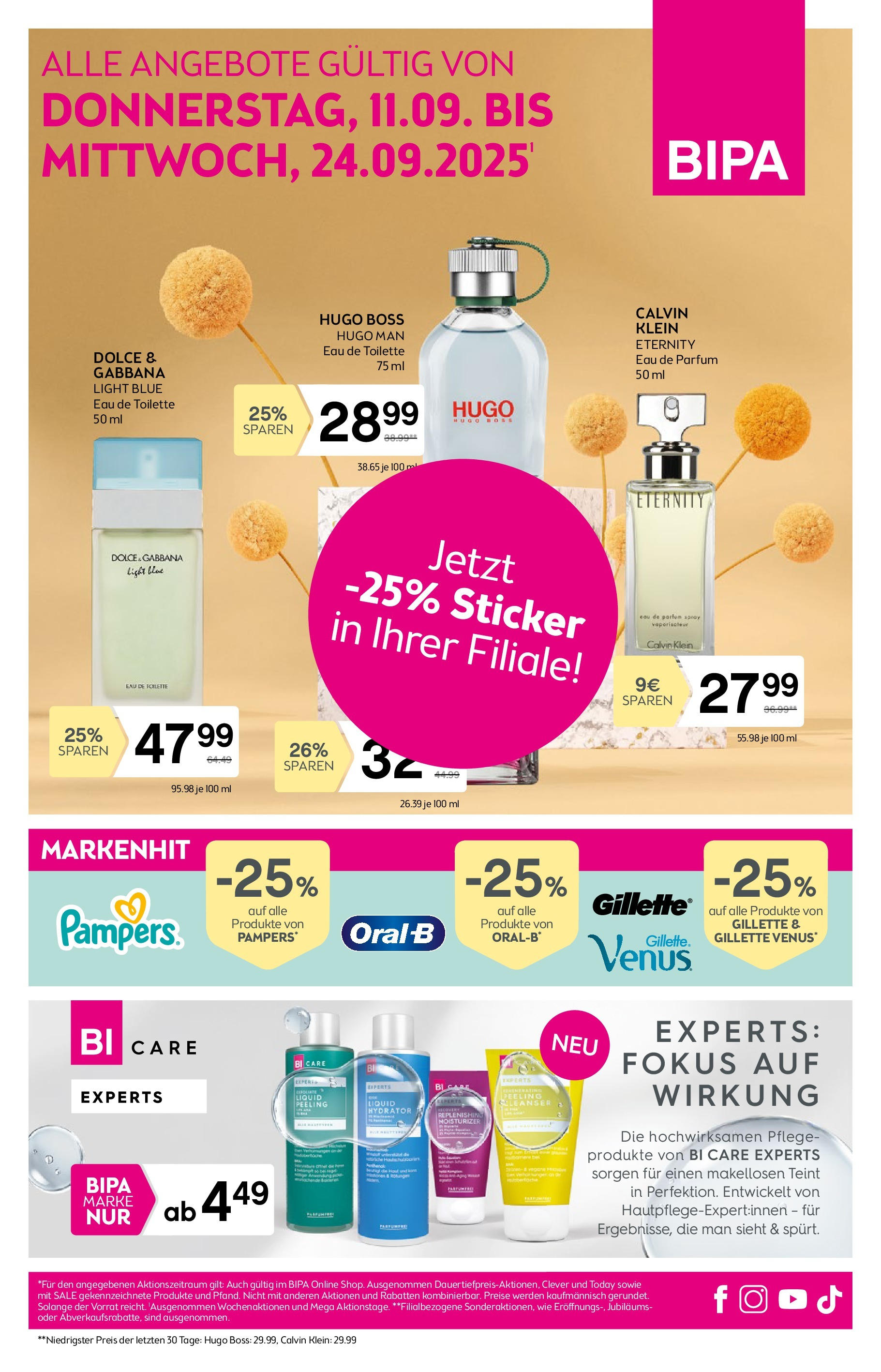 Bipa - BIPA: Flugblatt - gültig bis 24.09.2025 von 10.09.2025 - Aktuelle Angebote | Seite: 1 | Produkte: Toilette, Parfüm, Eau de Toilette, Peeling