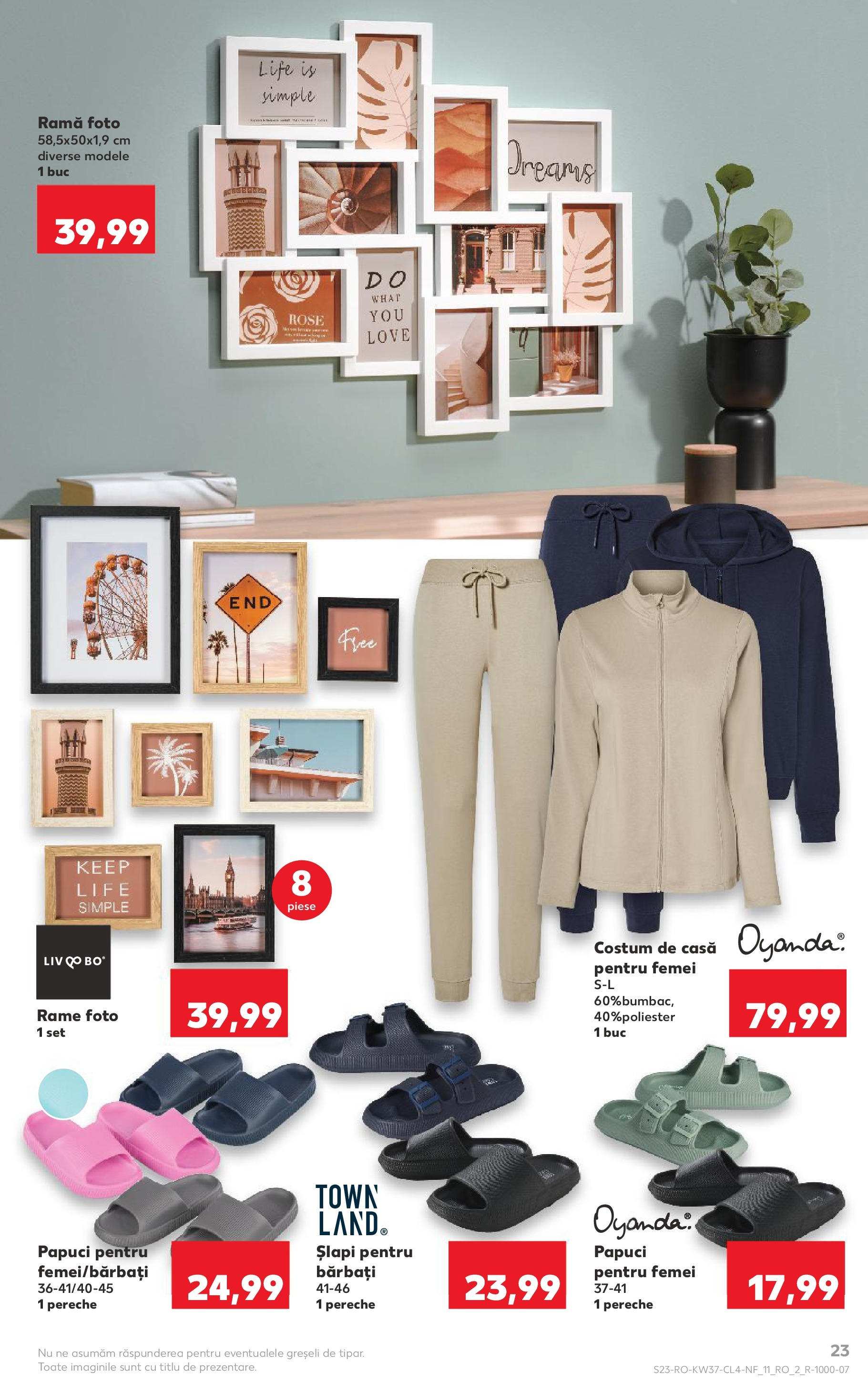 Catalog Kaufland - Ploiești 09.09.2025 - Revista si Oferta | Pagină: 23 | Produse: Ramă foto, Costum, Papuci, Șlapi