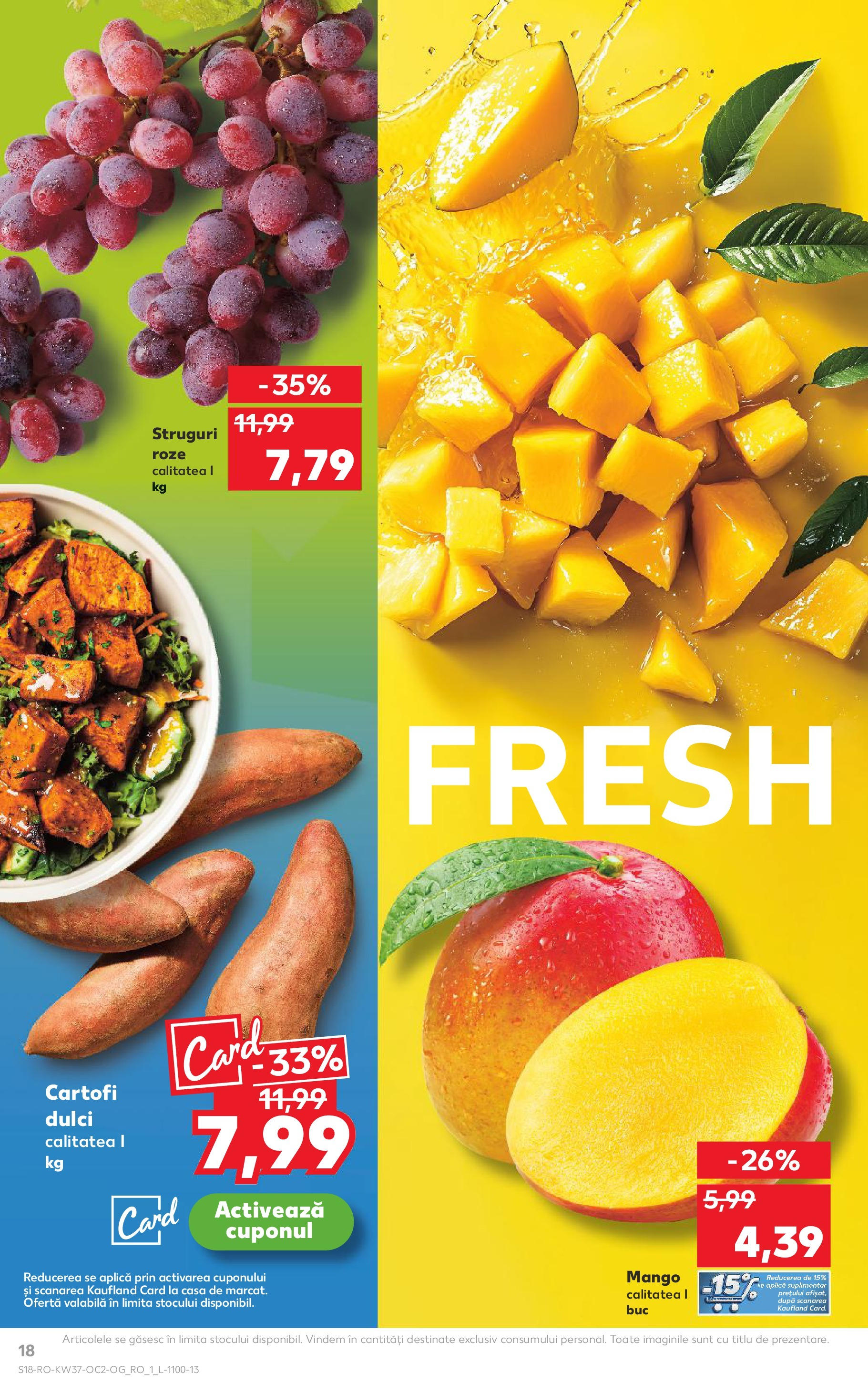 Catalog Kaufland - Pitești 09.09.2025 - Revista si Oferta | Pagină: 18 | Produse: Struguri, Taneli organik hardal, Cartofi, Mango