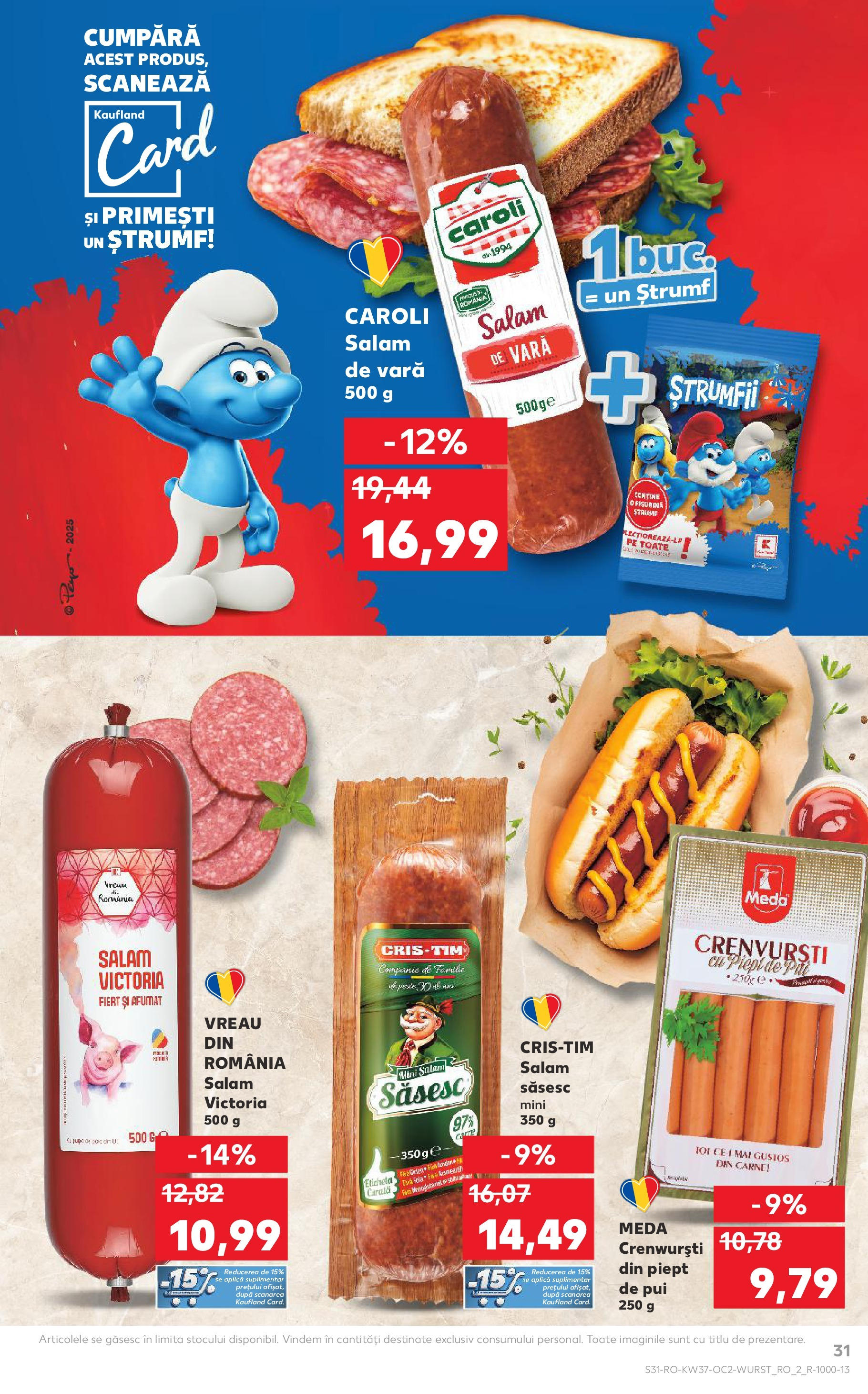 Catalog Kaufland - Pitești 09.09.2025 - Revista si Oferta | Pagină: 31 | Produse: Hacıyatmaz Kedi Oyuncağı, Crenvurști, Salam